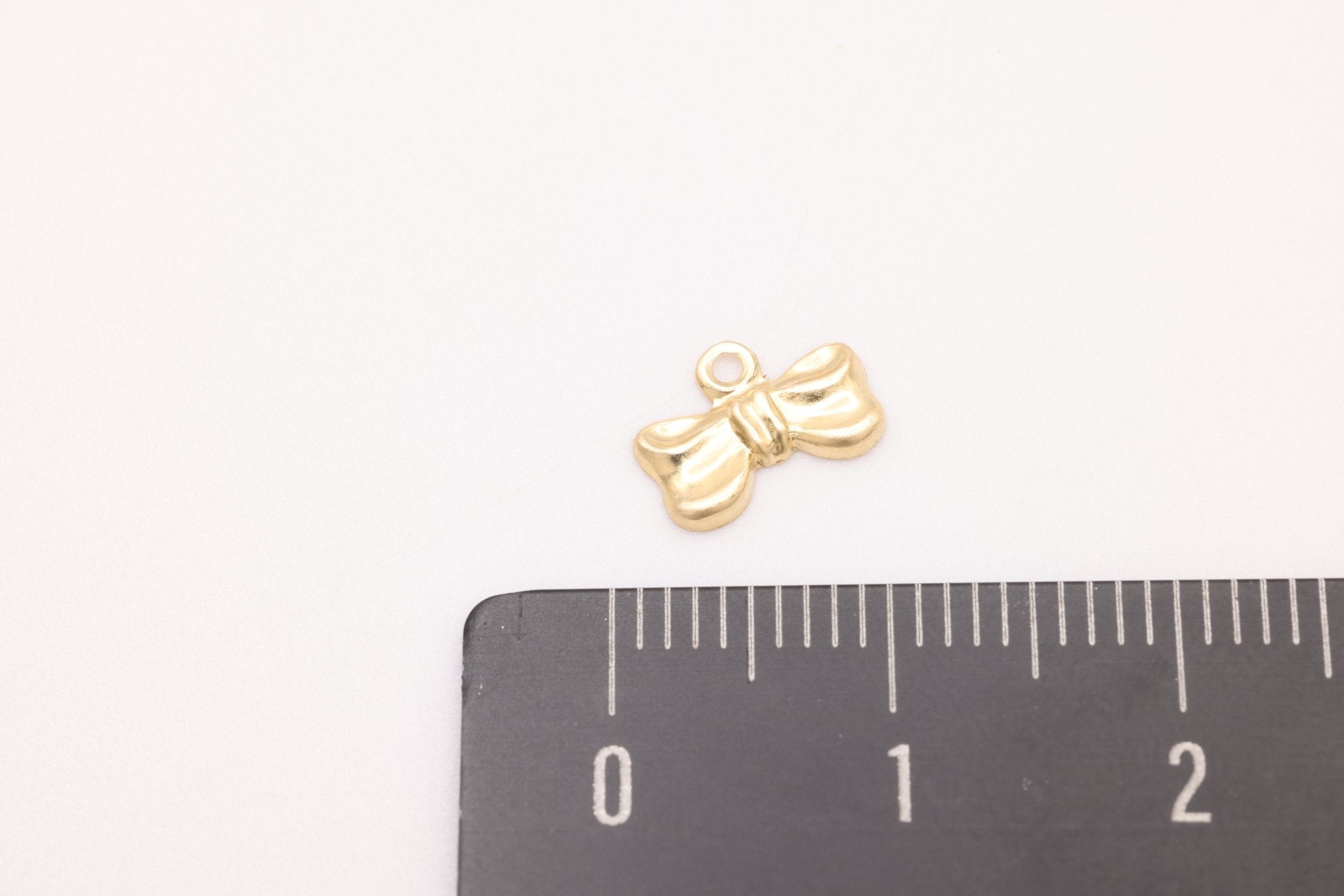 Bow Charm, Gold - Filled, 9mm x 6mm, Dainty Gold Bow Charm, Bulk DIY Wholesale Jewelry Making Charm - HarperCrown