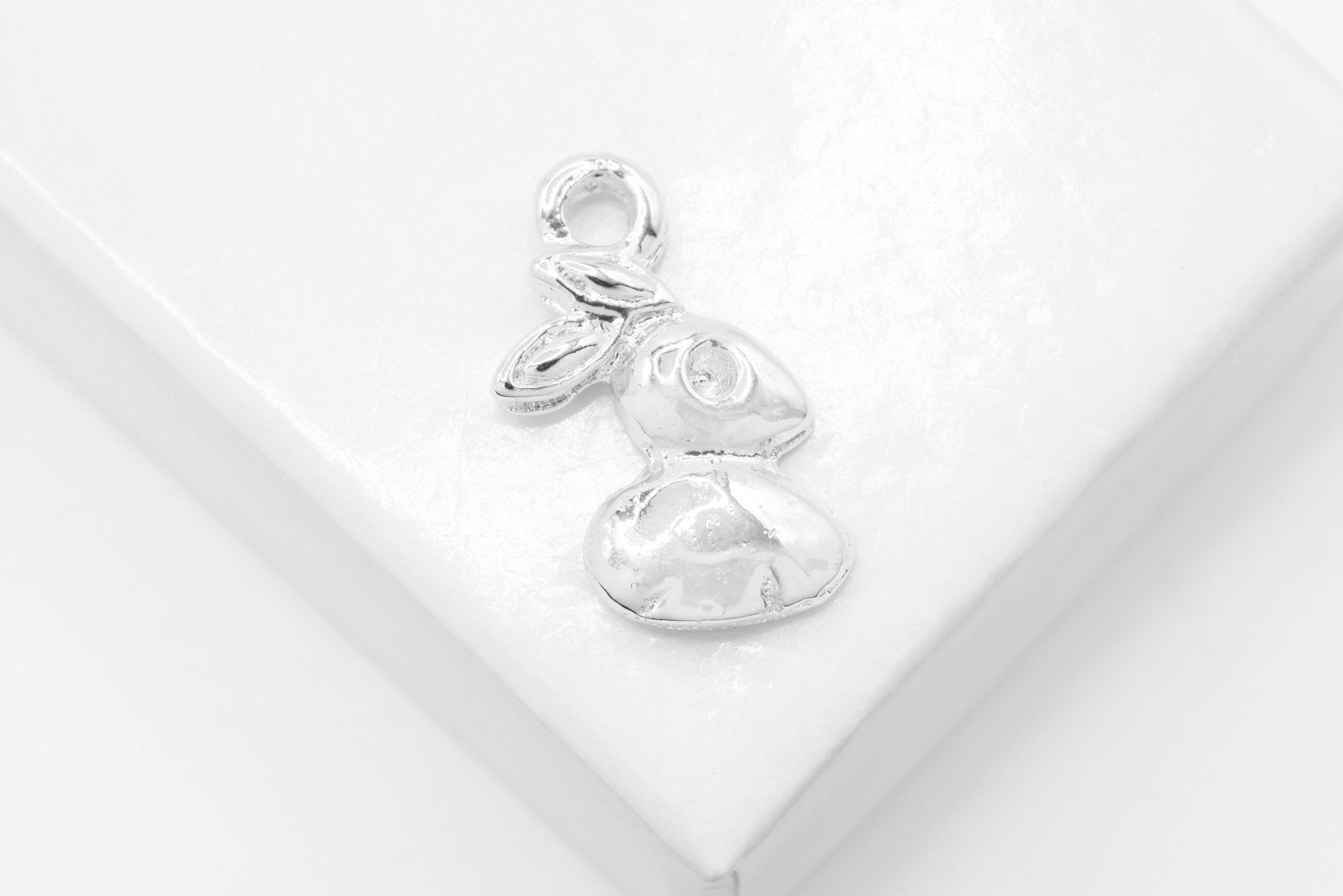 Bunny Rabbit Charm, Wholesale, 925 Sterling Silver, 16mm x 11mm - HarperCrown