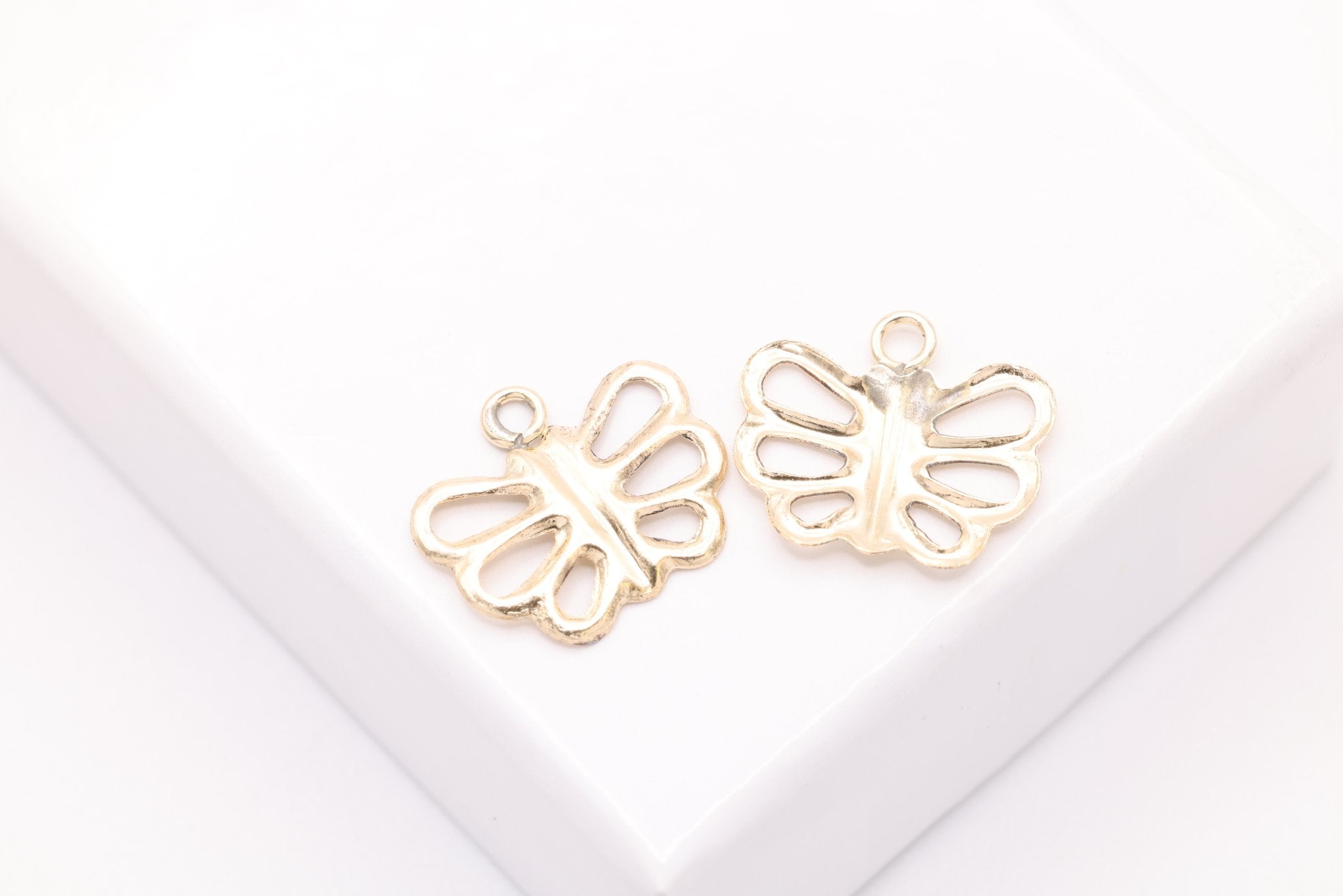 Butterfly Charm, Gold - Filled, 10mm x 9mm, Butterfly Cutout Bug Charm, Bulk Wholesale Jewelry Making Charm - HarperCrown
