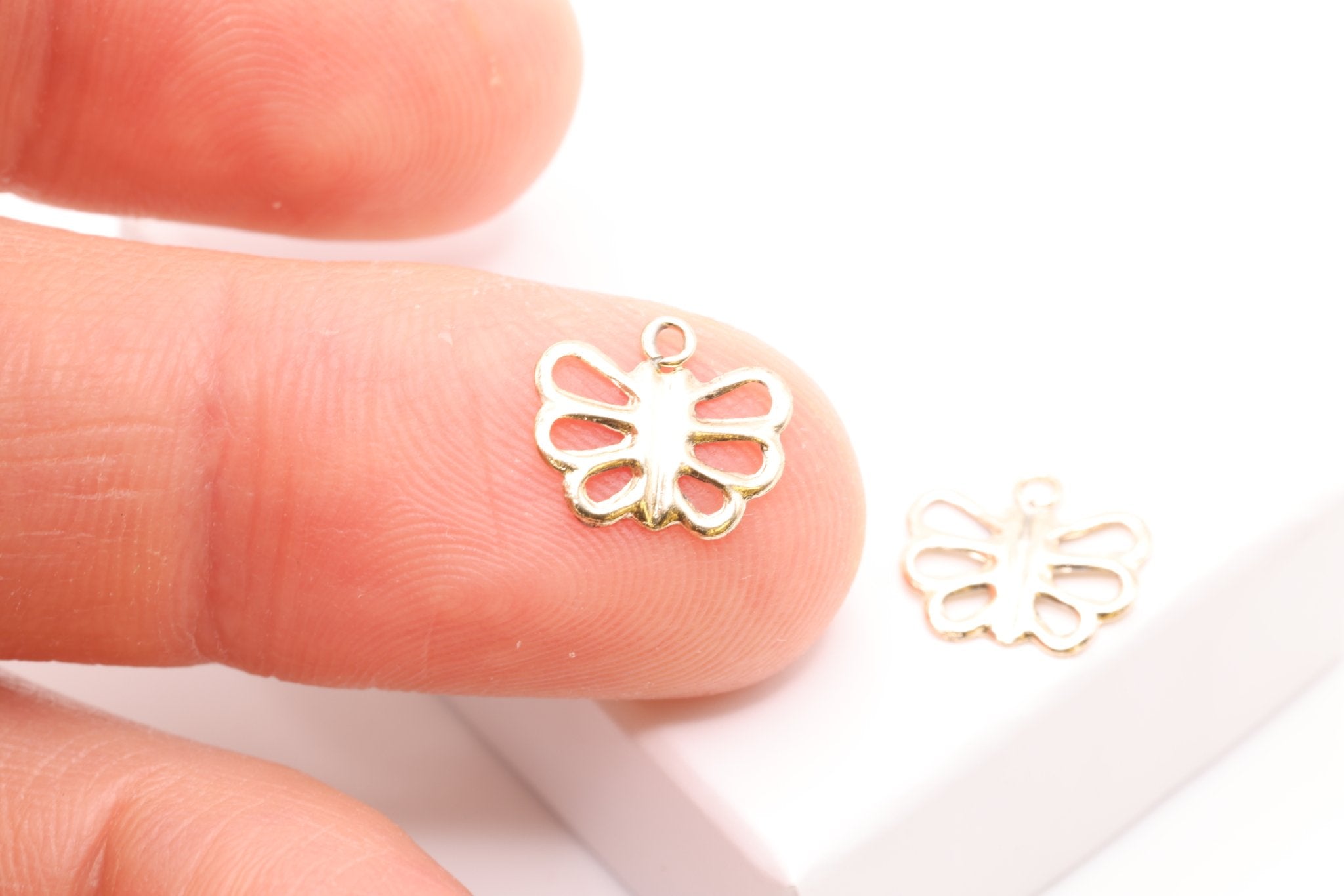 Butterfly Charm, Gold - Filled, 10mm x 9mm, Butterfly Cutout Bug Charm, Bulk Wholesale Jewelry Making Charm - HarperCrown