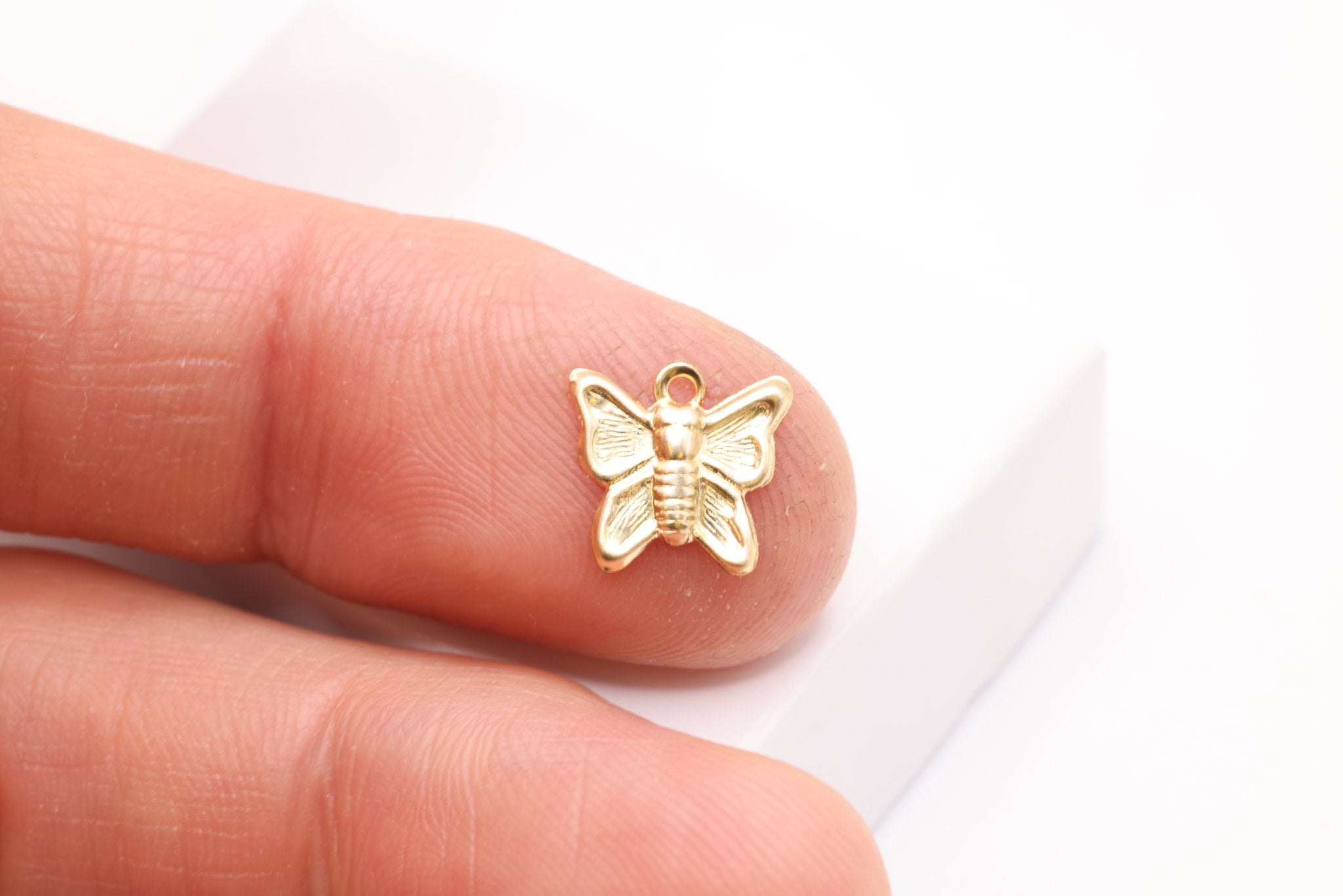 Butterfly Charm, Gold - Filled, 9mm x 9mm, Wholesale Bulk DIY Wholesale Jewelry Making Charm - HarperCrown