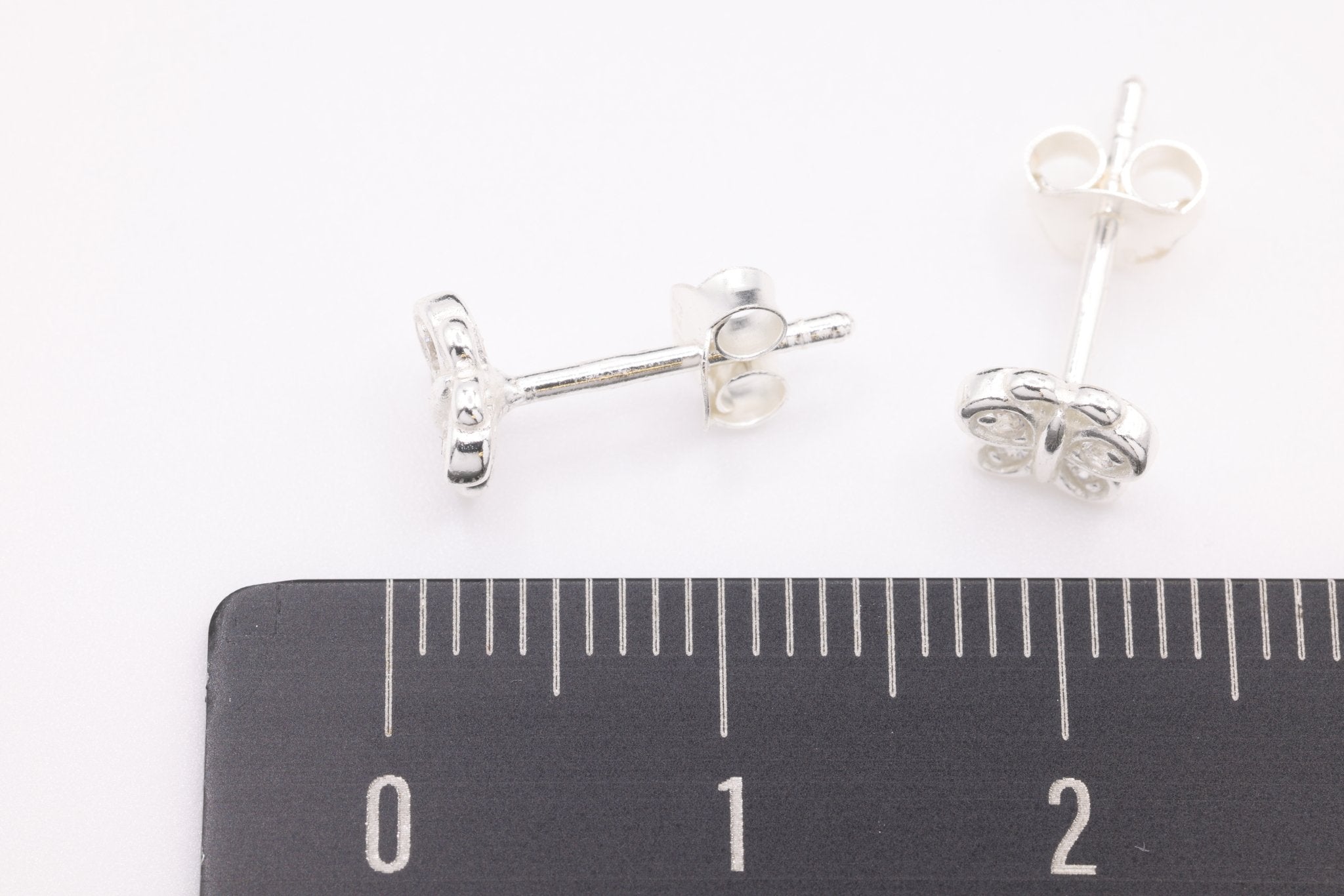 Butterfly CZ Stud Earrings, 1 pair Sterling Silver, 6mm x 5mm, Minimalist Delicate, Wholesale Jewelry Earrings - HarperCrown