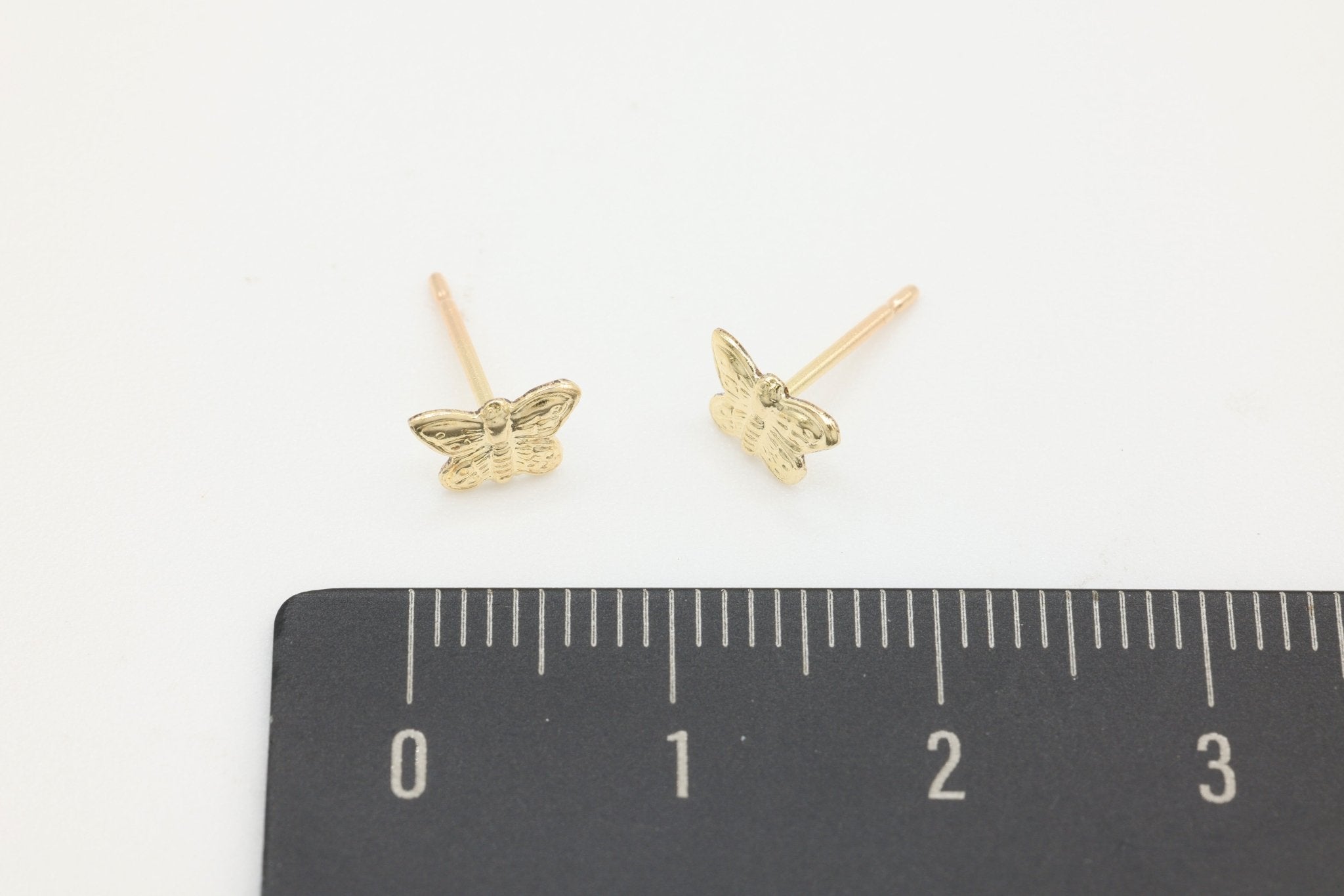 Butterfly Stud Earring, 14/20 Gold - Filled, 7mm x 4mm, Wholesale, Insect Dainty Minimalist Jewelry Earrings - HarperCrown