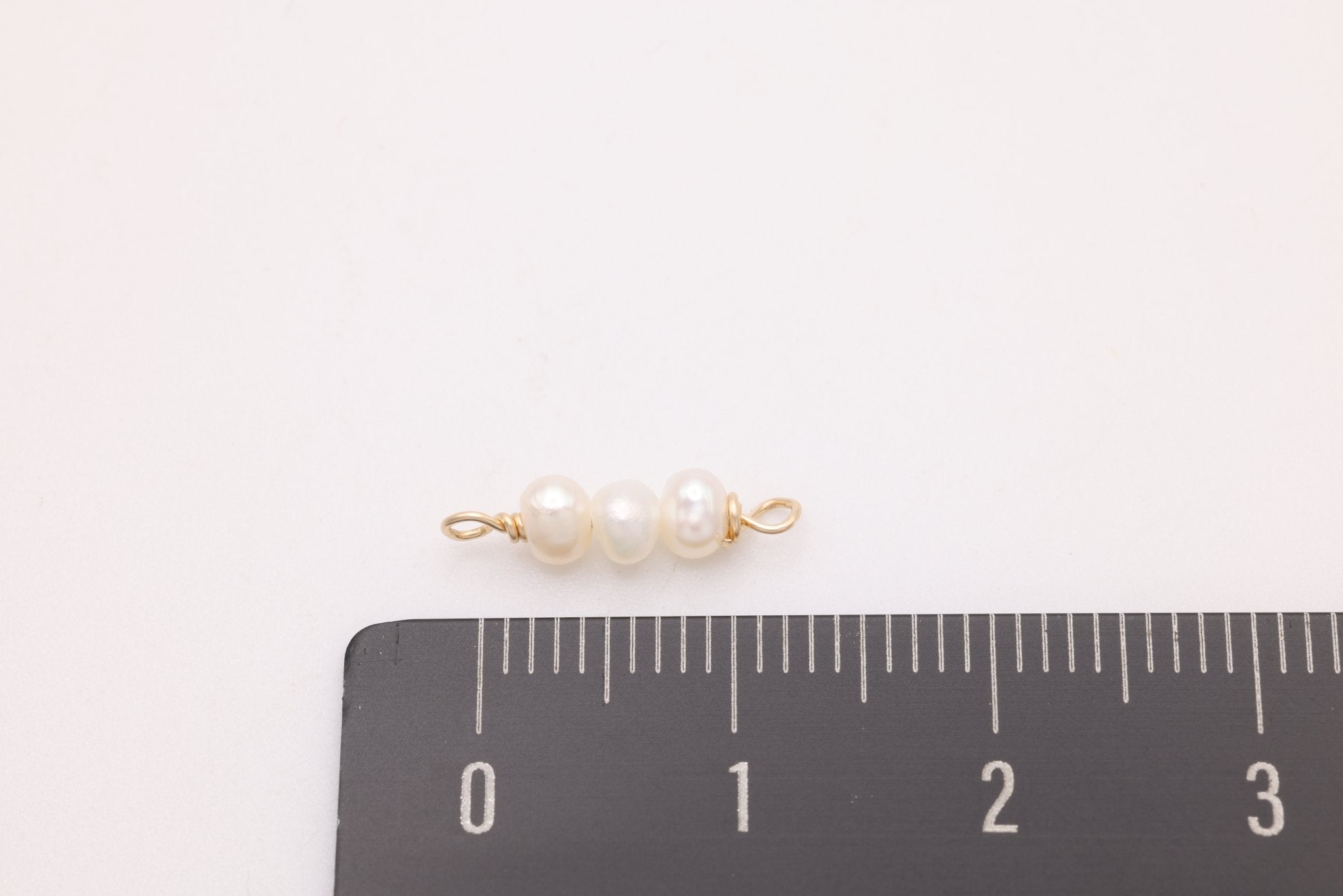 Button Pearl Connector Charm, Gold - Filled, 14mm x 3mm, Wire Wrapped Pearl, Bulk DIY Wholesale Jewelry Making Charm - HarperCrown