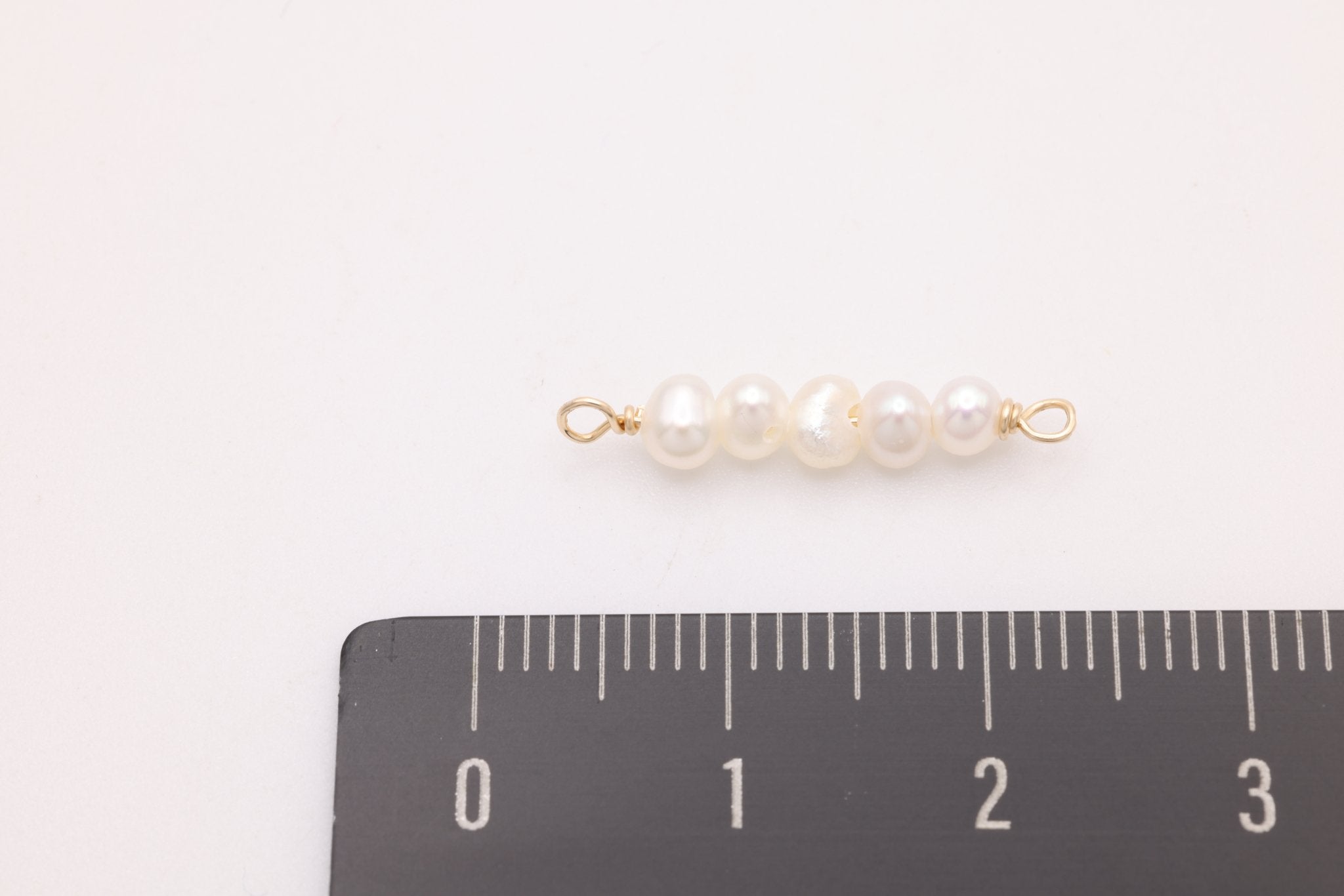 Button Pearl Connector Charm, Gold - Filled, 20mm x 3mm, Wire Wrapped Pearl, Bulk DIY Wholesale Jewelry Making Charm - HarperCrown