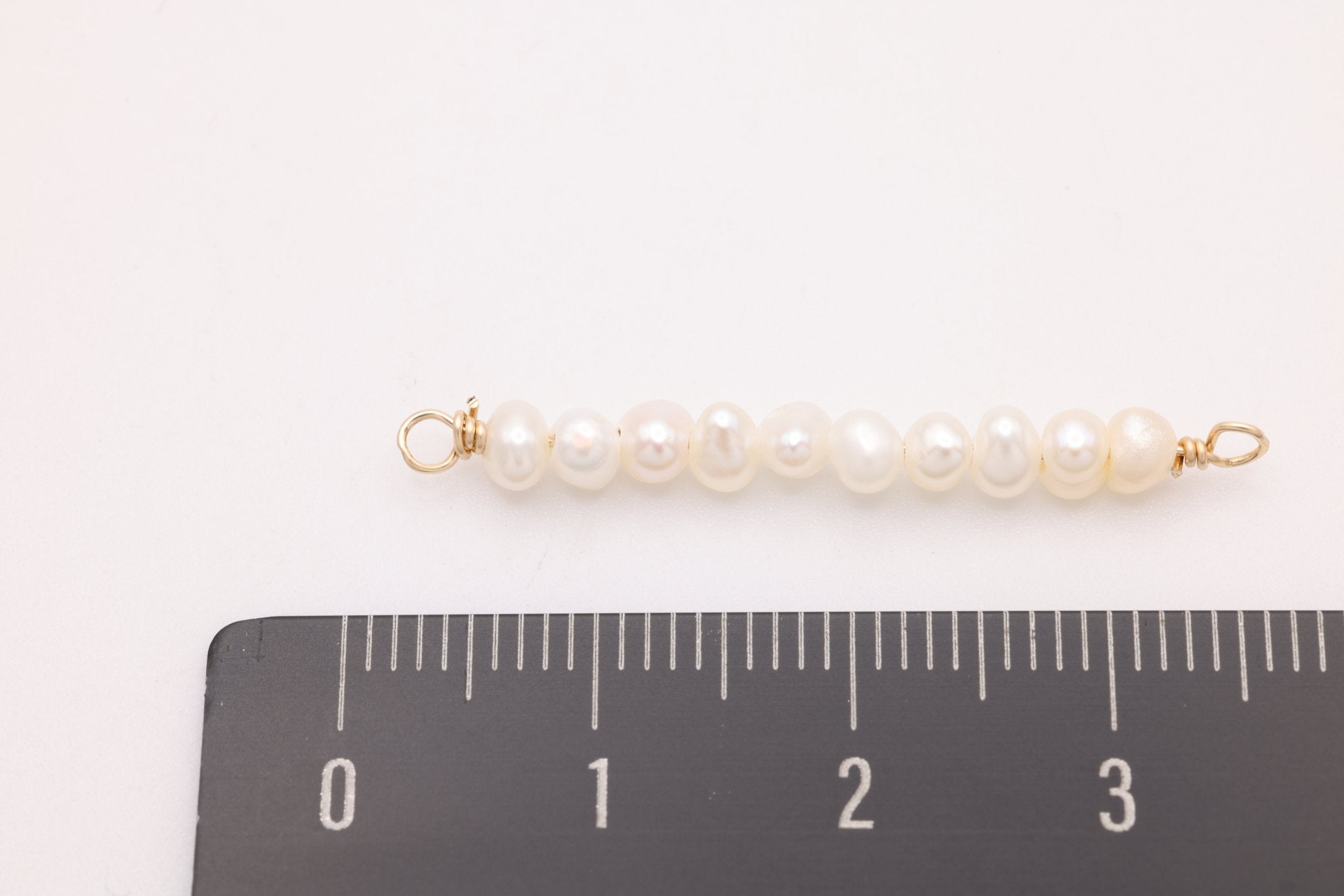 Button Pearl Connector Charm, Gold - Filled, 34mm x 3mm, Wire Wrapped Pearl, Bulk DIY Wholesale Jewelry Making Charm - HarperCrown