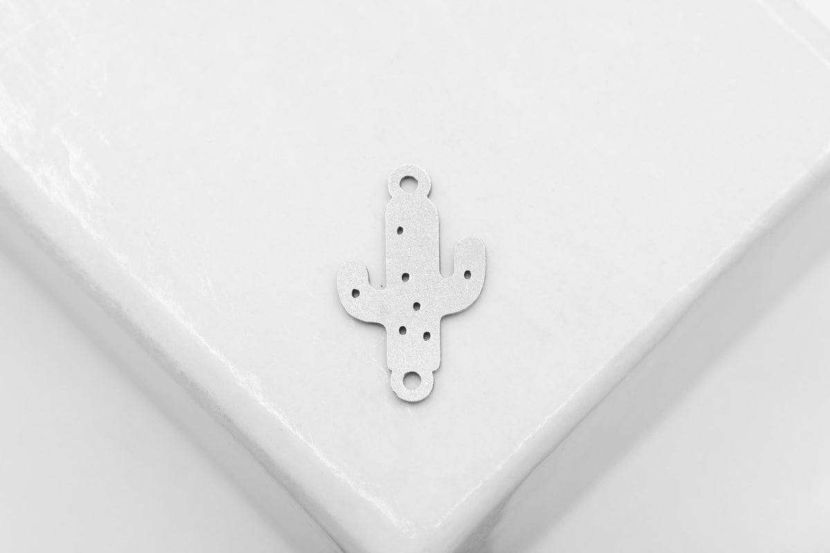 Cactus Connector Charm, 925 Sterling Silver, 11mm x 6mm, Wholesale, Jewelry Making Charm - HarperCrown