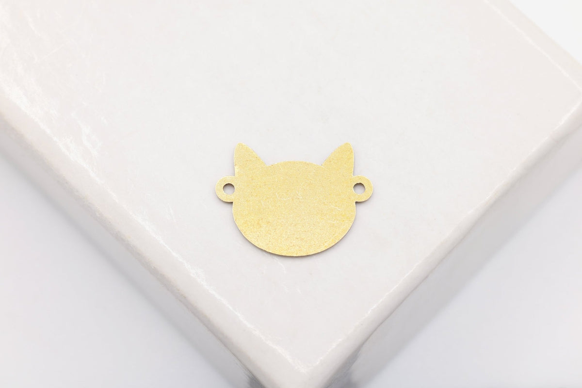Cat Head Connector Charm, 14/20 Gold-Filled, 10mm x 8mm, Wholesale, Jewelry Making Charm - HarperCrown