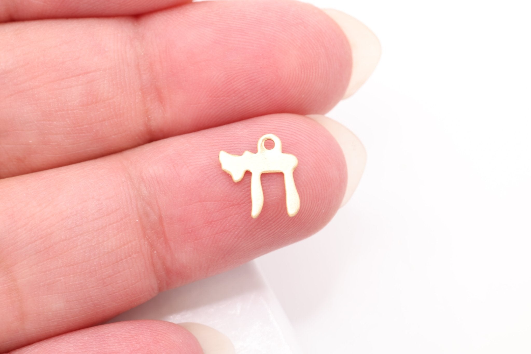 Chai Symbol Charm, Wholesale, 14/20 Gold - Filled, 10mm x 8mm, "Life" - HarperCrown