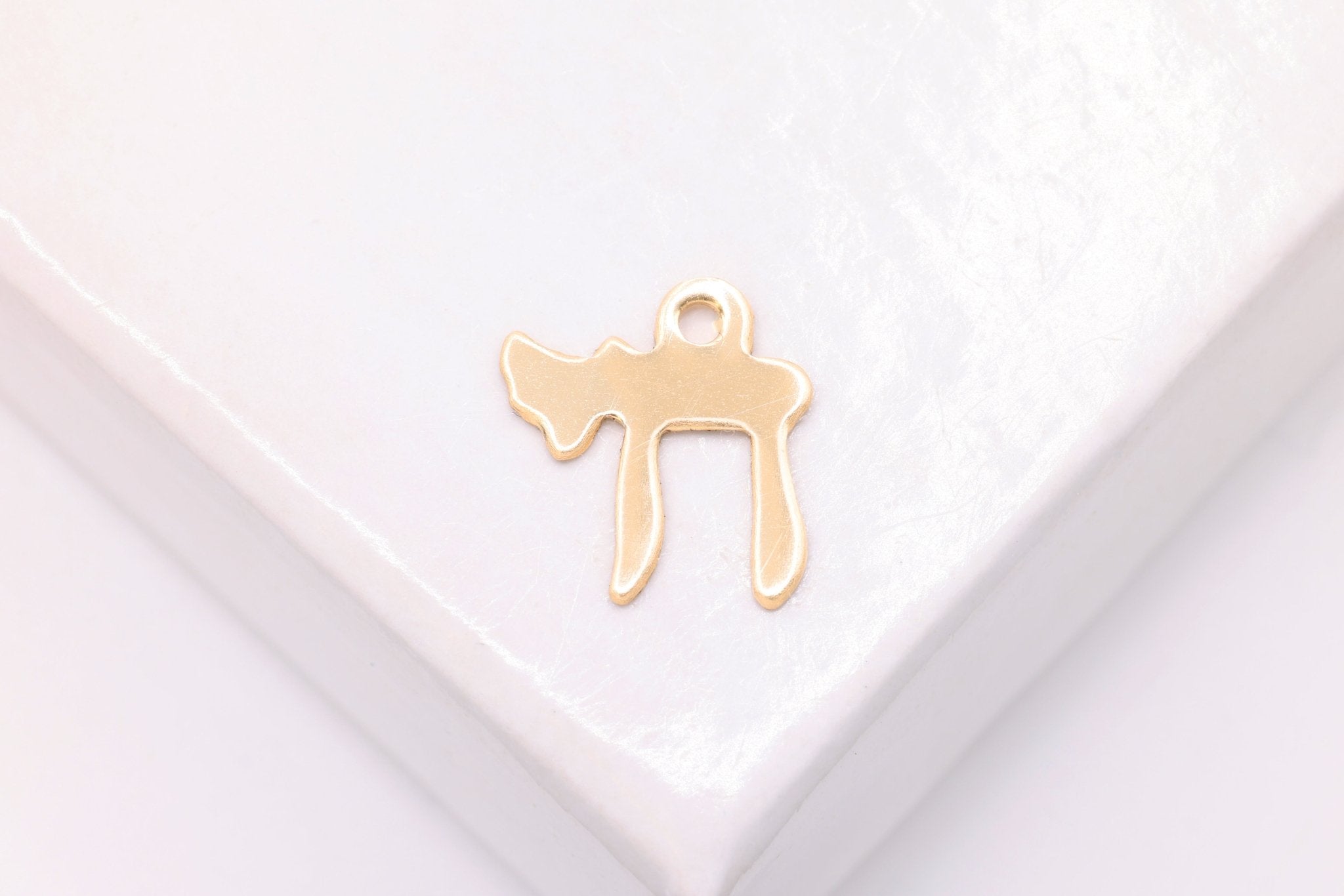 Chai Symbol Charm, Wholesale, 14/20 Gold - Filled, 10mm x 8mm, "Life" - HarperCrown