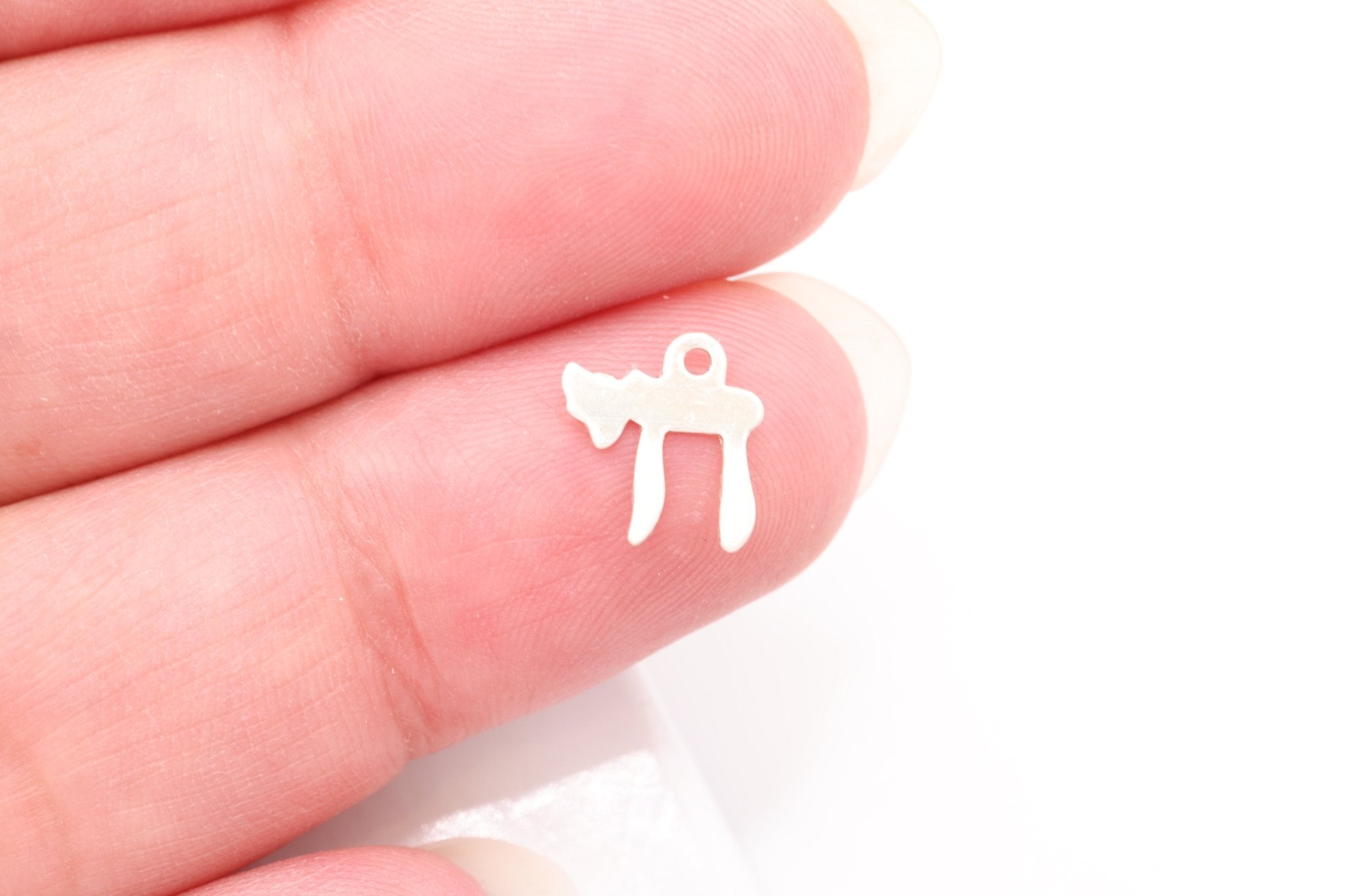 Chai Symbol Charm, Wholesale, 925 Sterling Silver, 10mm x 8mm, "Life" - HarperCrown