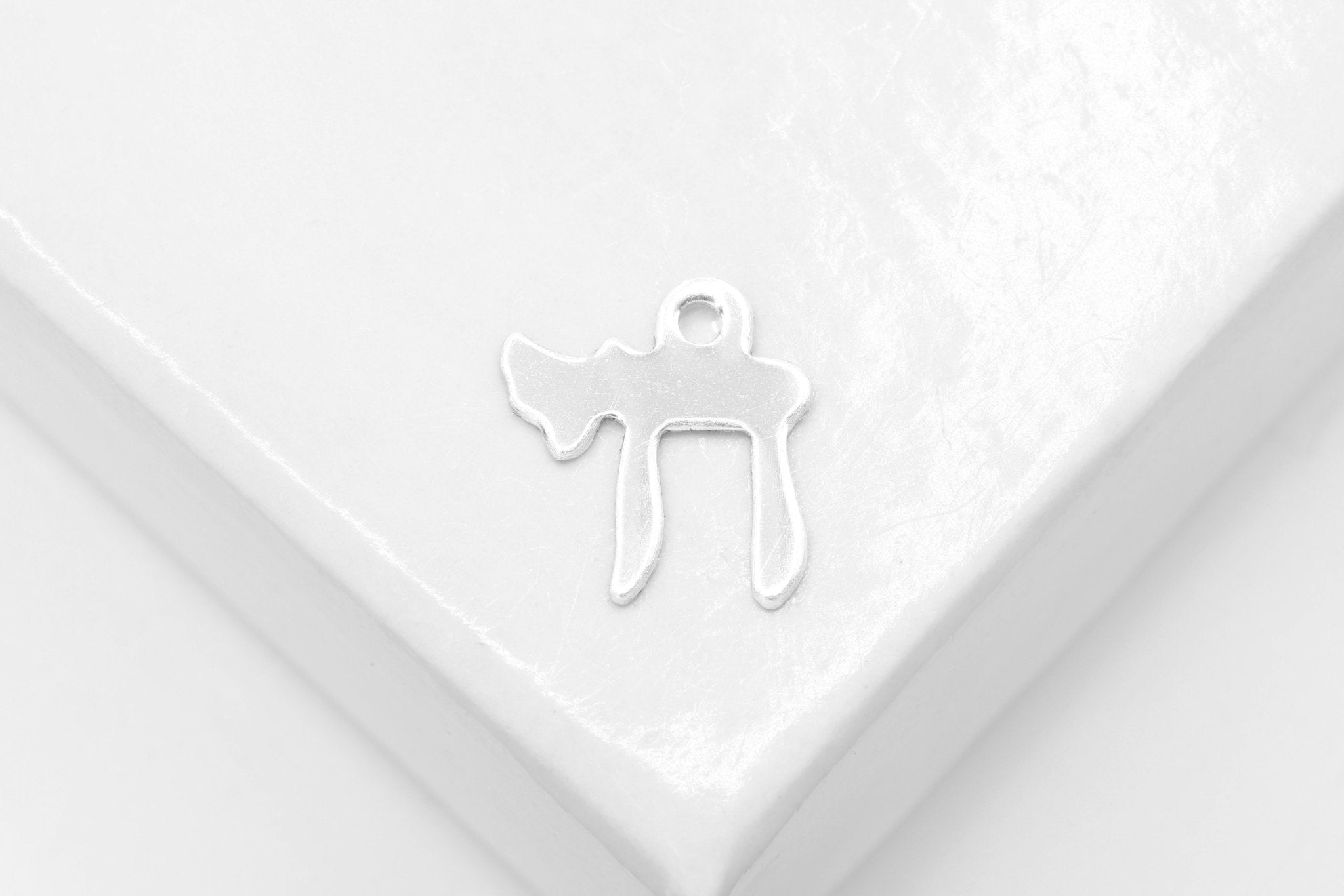 Chai Symbol Charm, Wholesale, 925 Sterling Silver, 10mm x 8mm, "Life" - HarperCrown
