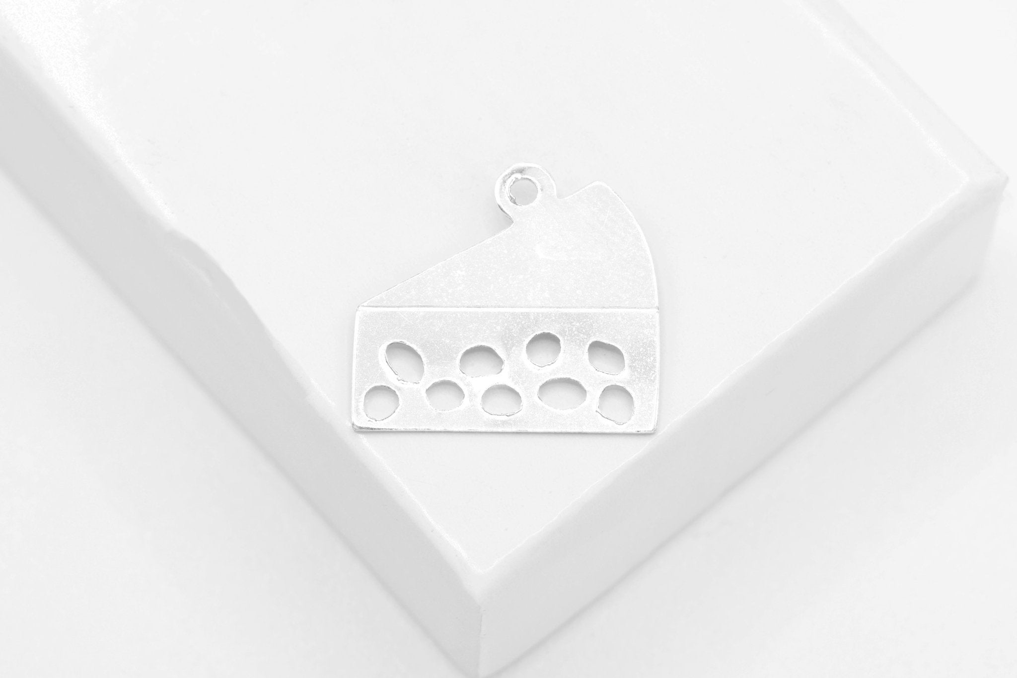 Cheese Charm, Wholesale, 925 Sterling Silver, 15mm x 10mm, Swiss Cheese Slice Permanent Jewelry - HarperCrown