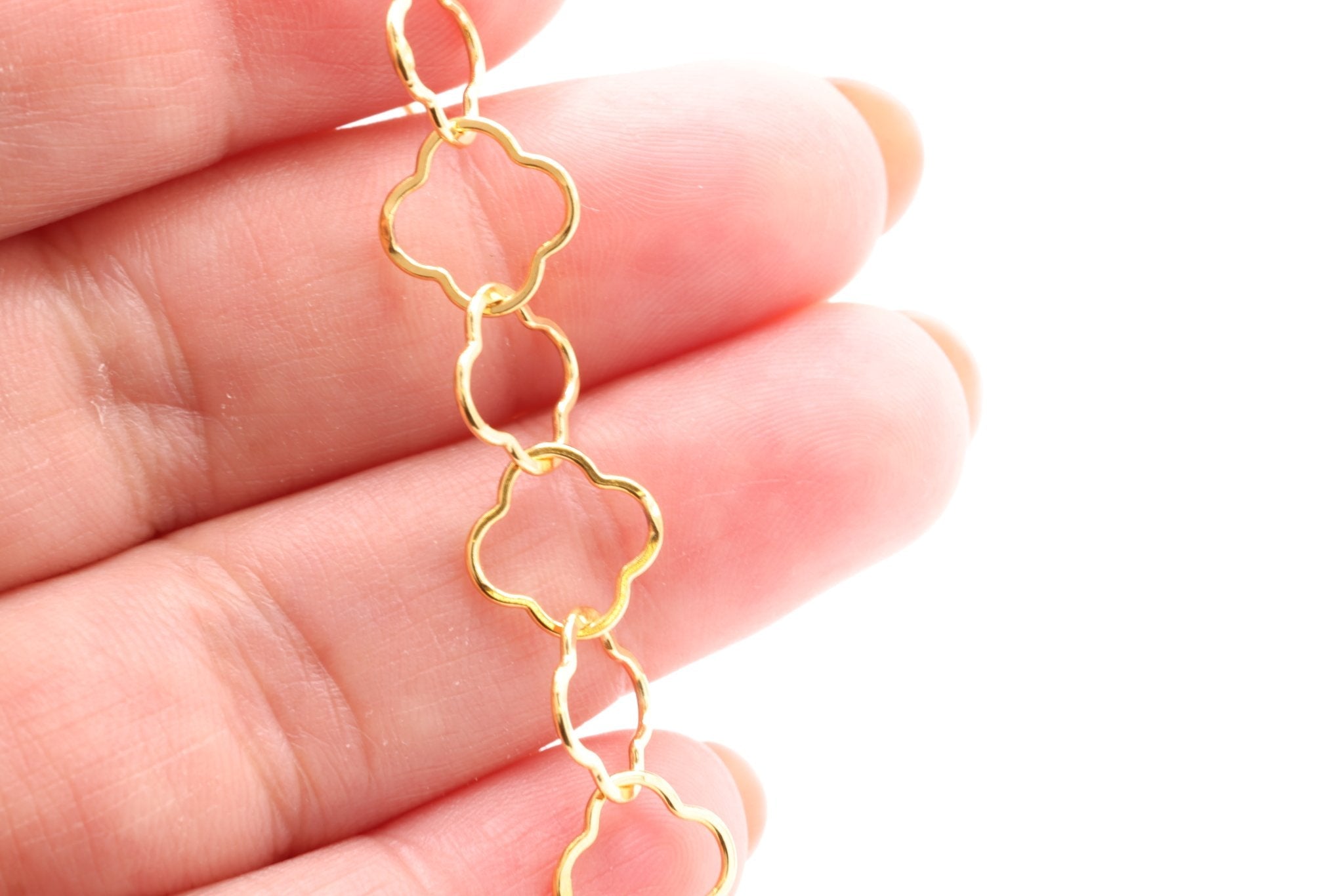 Clover Krinkle Chain, Gold - Filled, 10mm, Bulk DIY Spool Pay Per Foot Jewelry Making Chain - HarperCrown