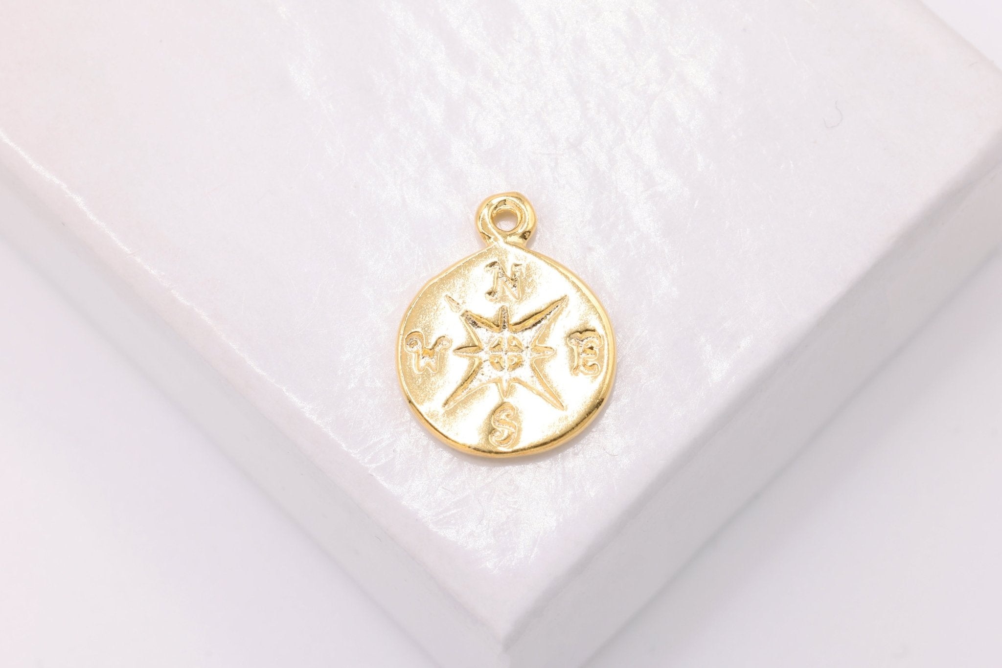 Compass Charm, Wholesale, 14K Solid Gold, 13mm, True North Charm - HarperCrown
