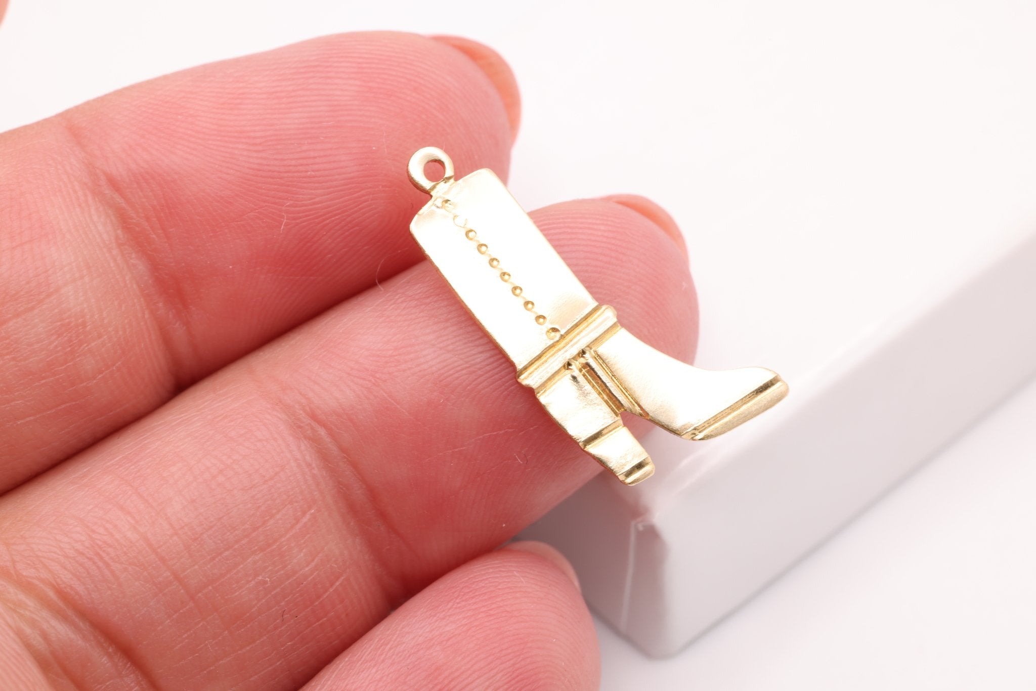 Cowboy Boot Charm, Gold - Filled, 21mm x 12mm, Bulk DIY Wholesale Jewelry Making Charm - HarperCrown