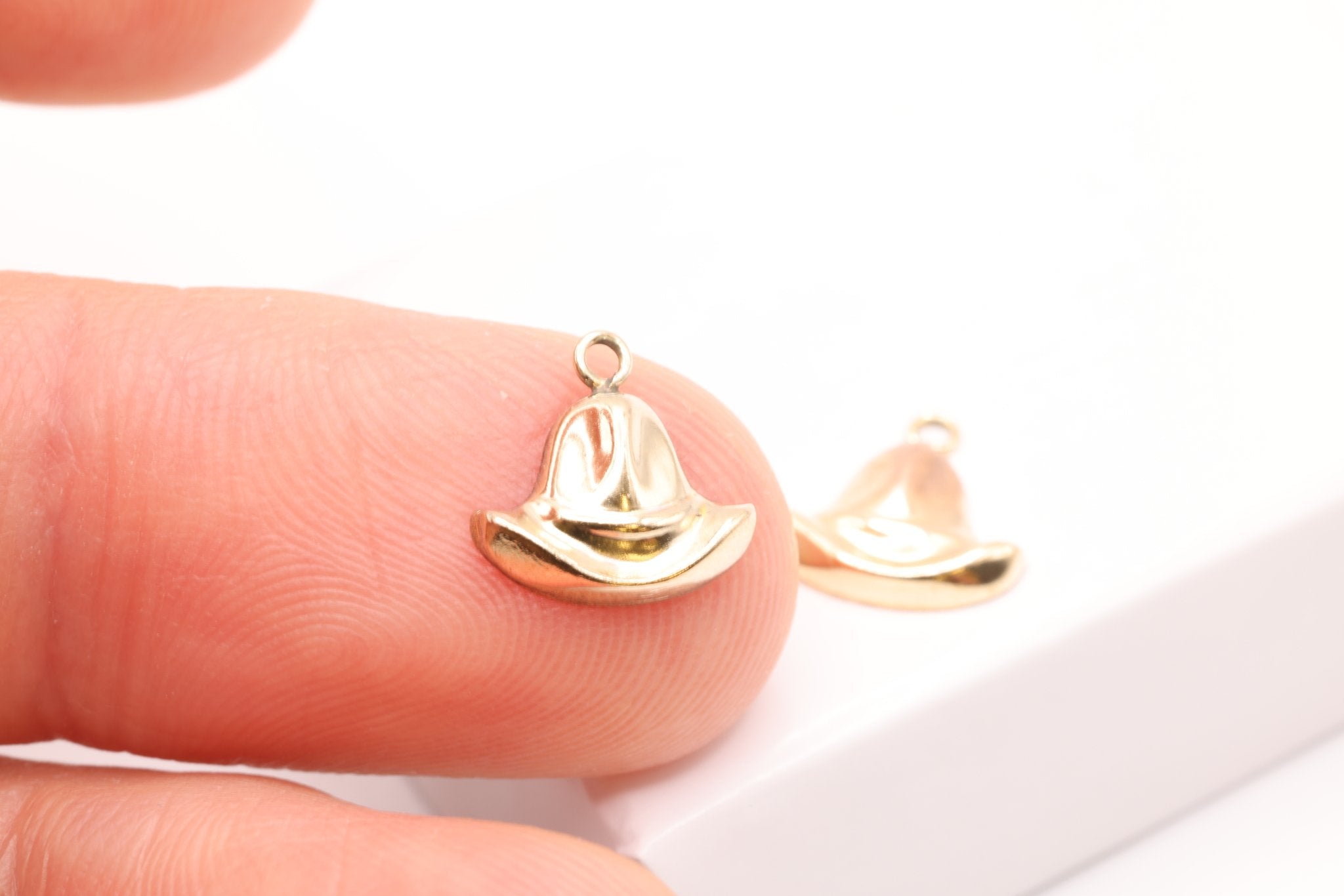 Cowboy Hat Charm, Gold - Filled, 10mm x 10mm, Wild West Cowboy Hat Charm, Bulk DIY Wholesale Jewelry Making Charm - HarperCrown