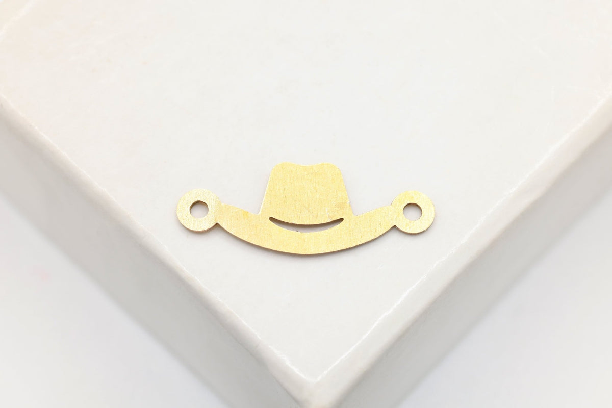 Cowboy Hat Connector Charm, 14/20 Gold-Filled, 15mm x 6mm, Wholesale, Cowgirl Hat, Jewelry Making Charm - HarperCrown