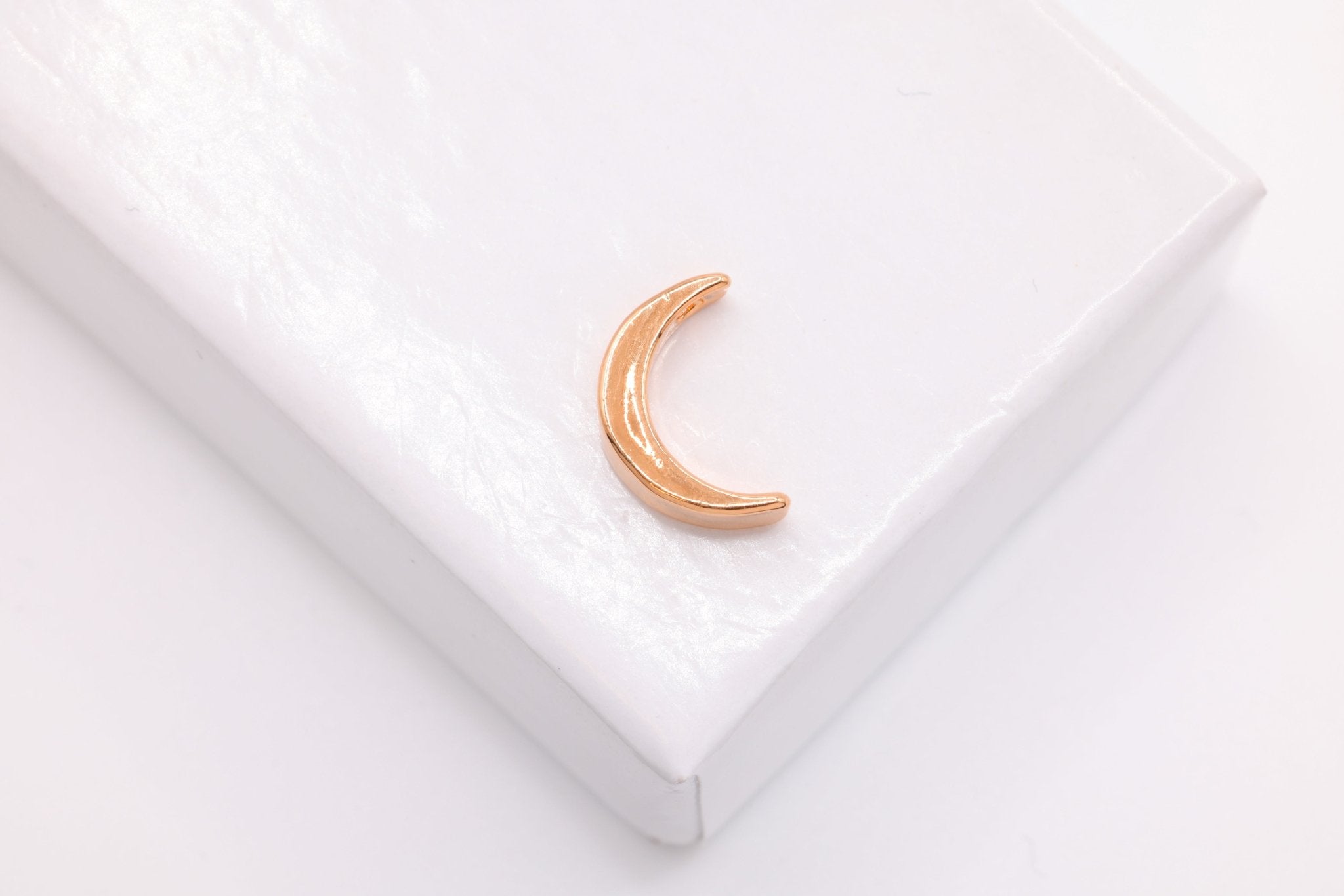 Crescent Moon Bead Charm, Wholesale, 18K Rose Gold - Plated 925 Sterling Silver, 10mm x 10mm - HarperCrown