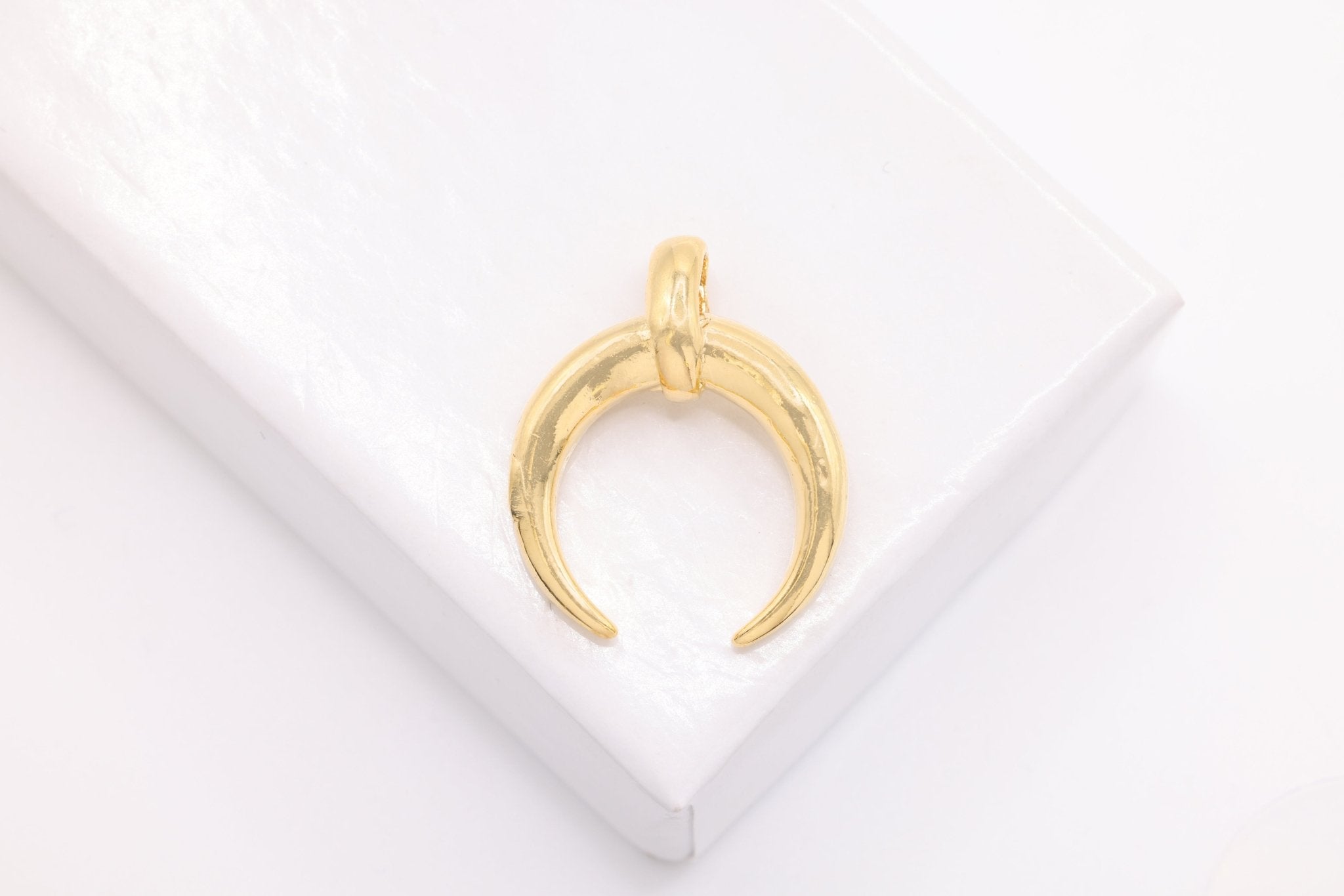 Crescent Moon Tusk Charm, Wholesale, 14K Gold, 19mm x 16mm - HarperCrown