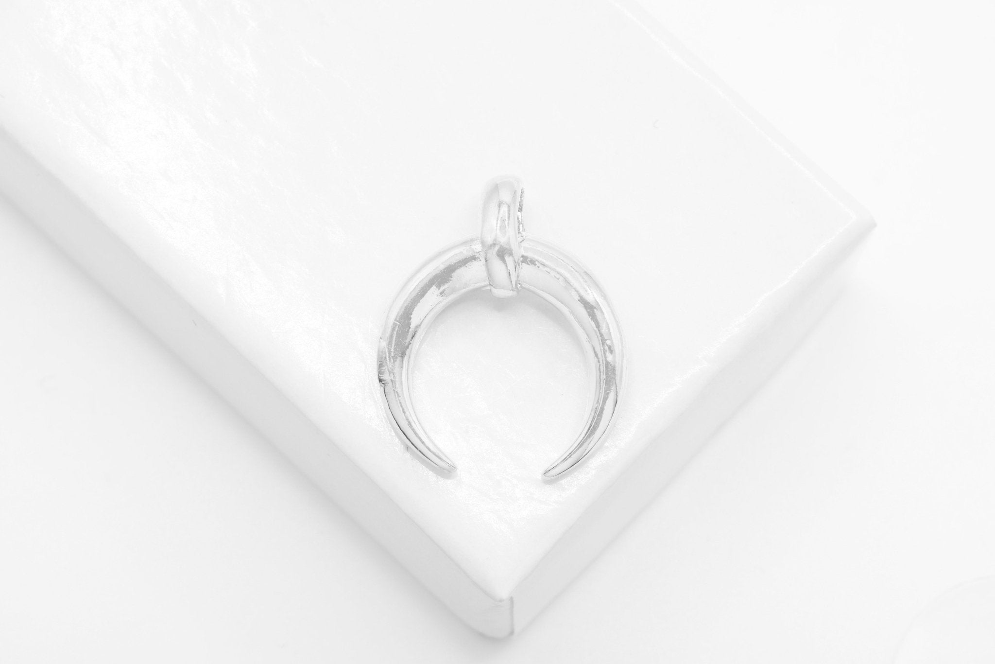 Crescent Moon Tusk Charm, Wholesale, 18K Gold - Plated 925 Sterling Silver, 19mm x 16mm - HarperCrown