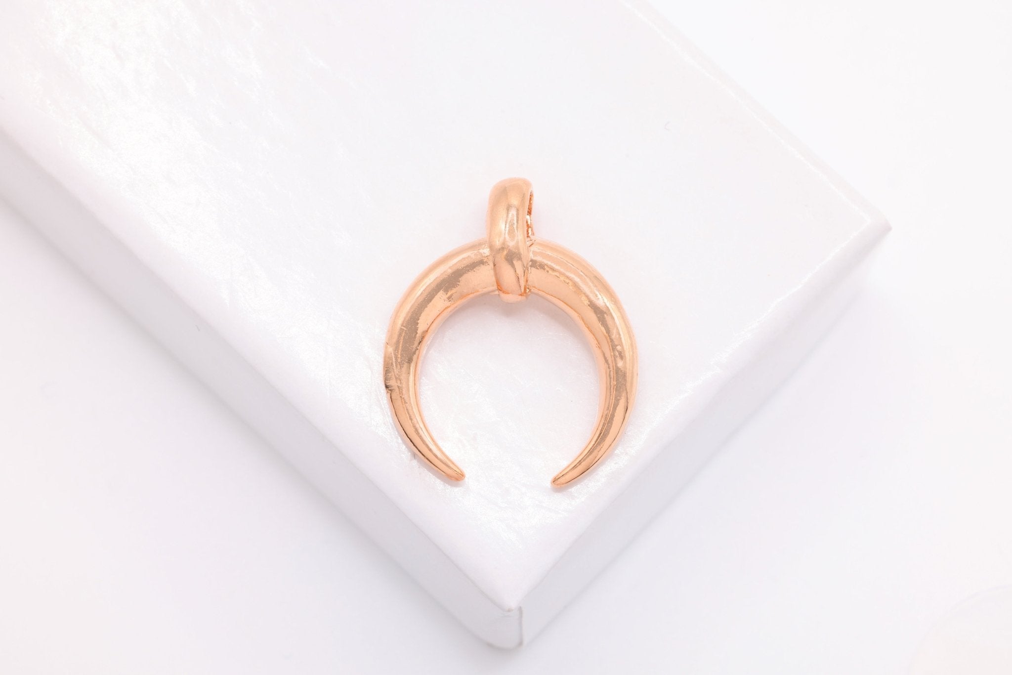 Crescent Moon Tusk Charm, Wholesale, 18K Gold - Plated 925 Sterling Silver, 19mm x 16mm - HarperCrown