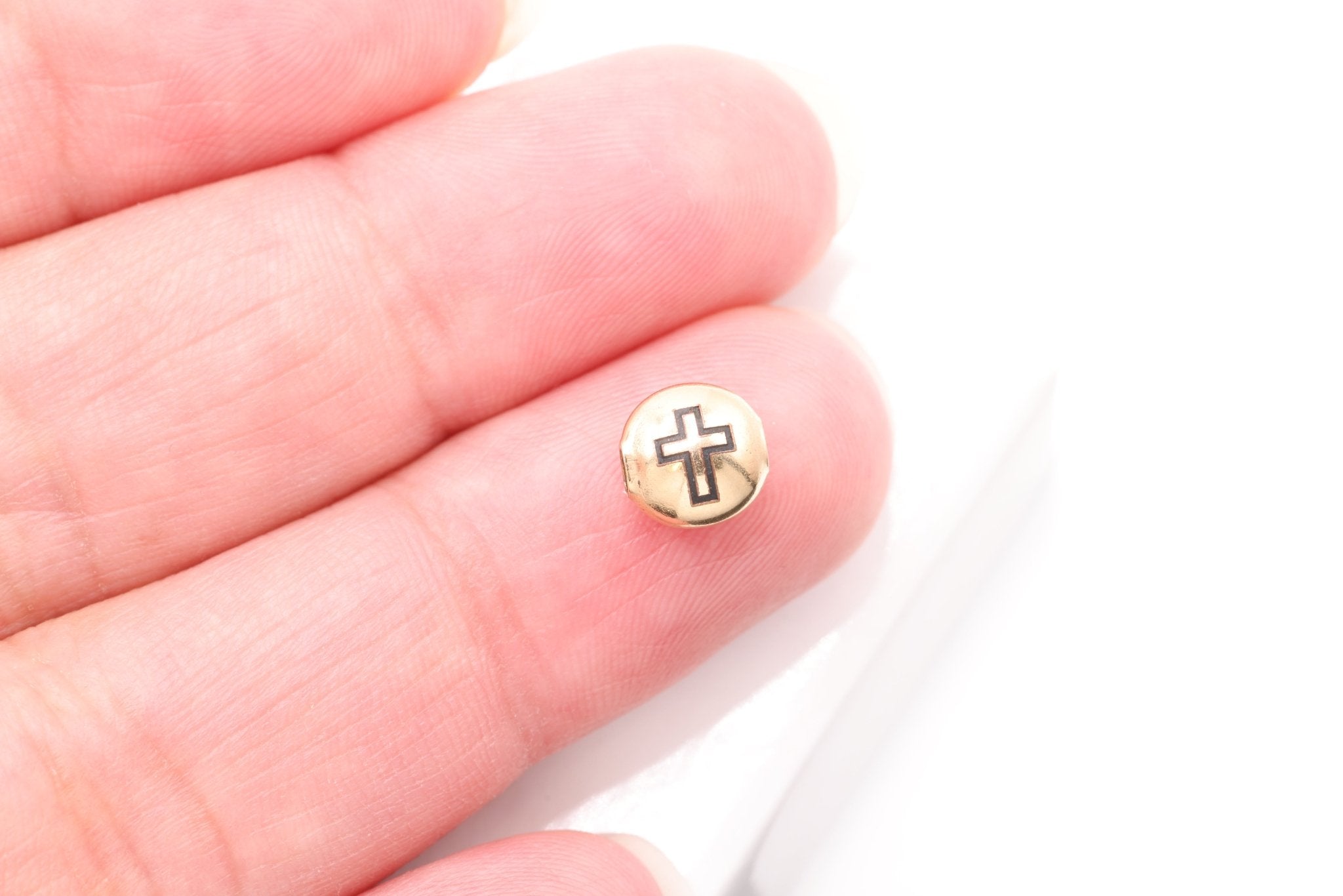 Cross Bead Charm, 14/20 Gold - Filled, 7mm - HarperCrown