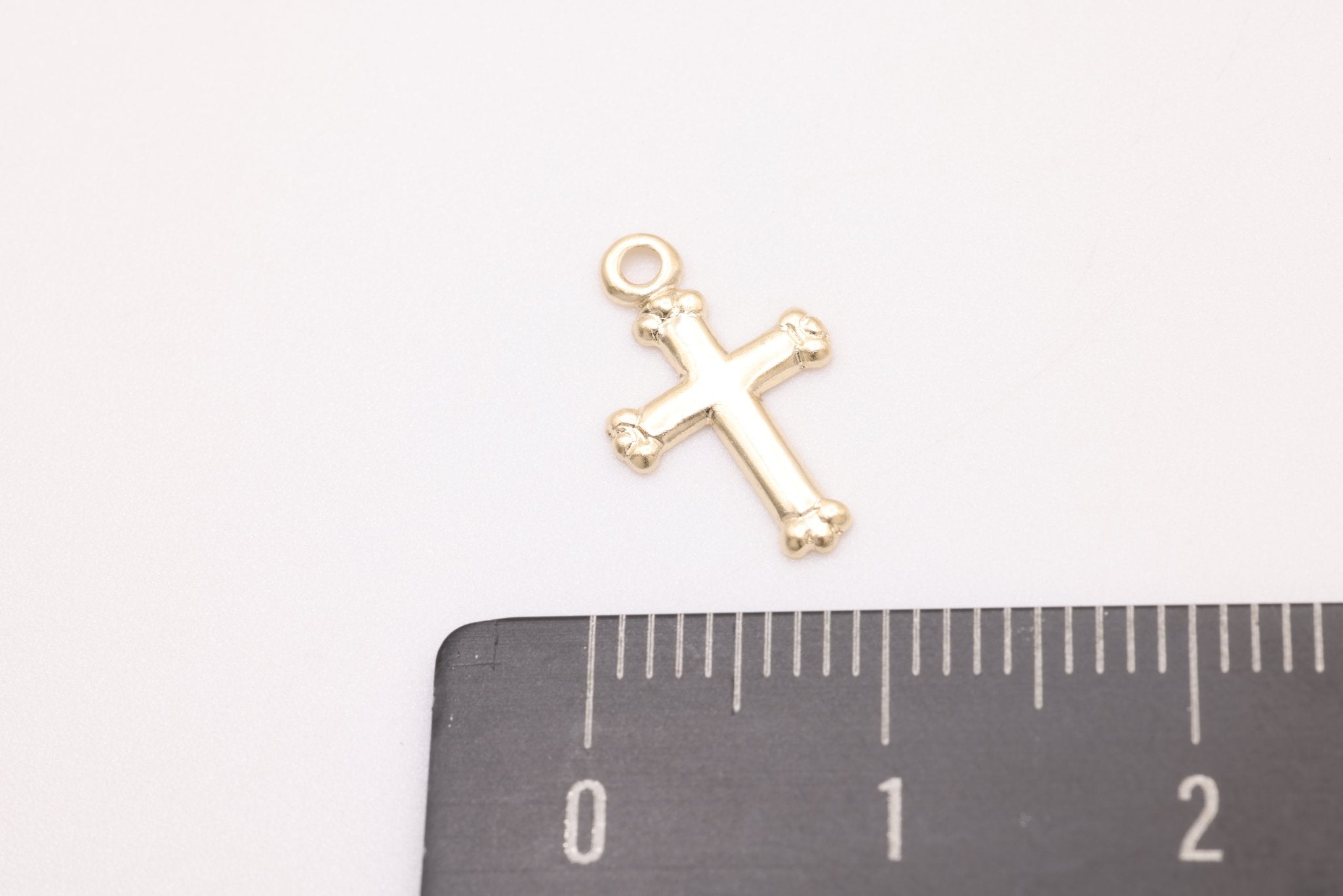 Cross Charm, Gold - Filled, 15mm x 8mm, Religious Church Embellished Cross, Bulk Wholesale Jewelry Making Charm - HarperCrown