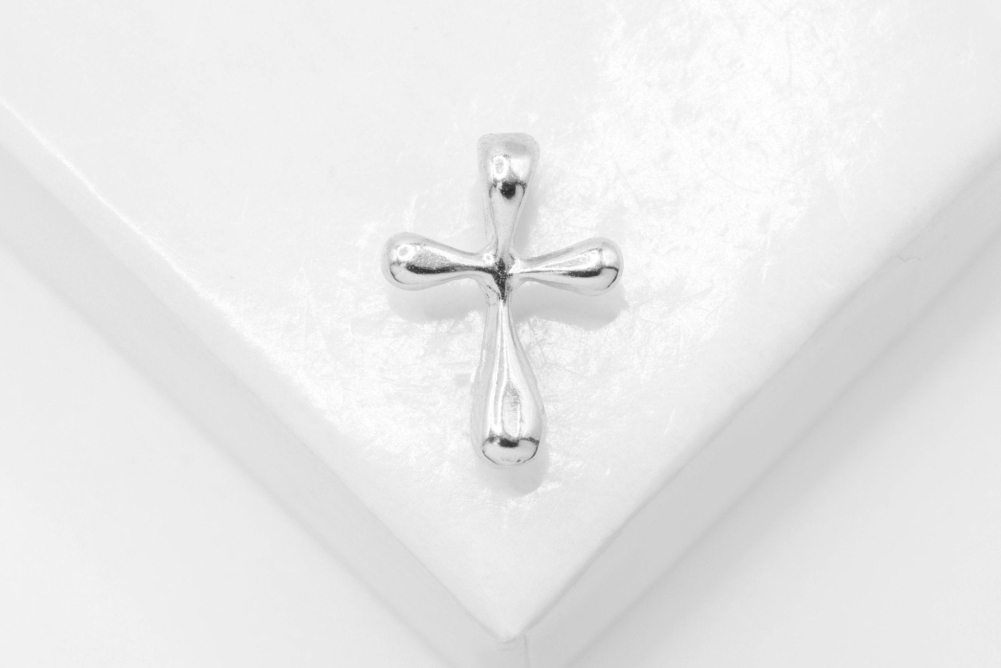 Cross Charm Pendant, Wholesale, 925 Sterling Silver, 13mm x 9mm - HarperCrown