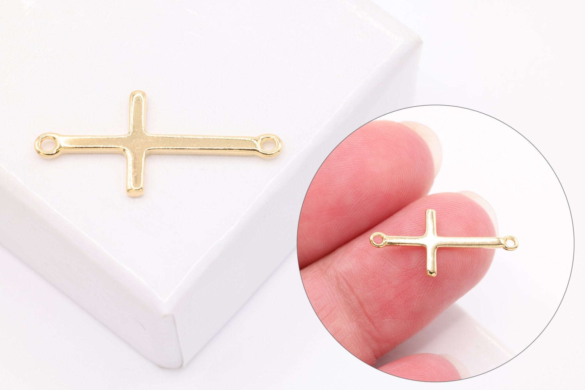 Cross Connector Charm, 14K Solid Gold, Wholesale - HarperCrown