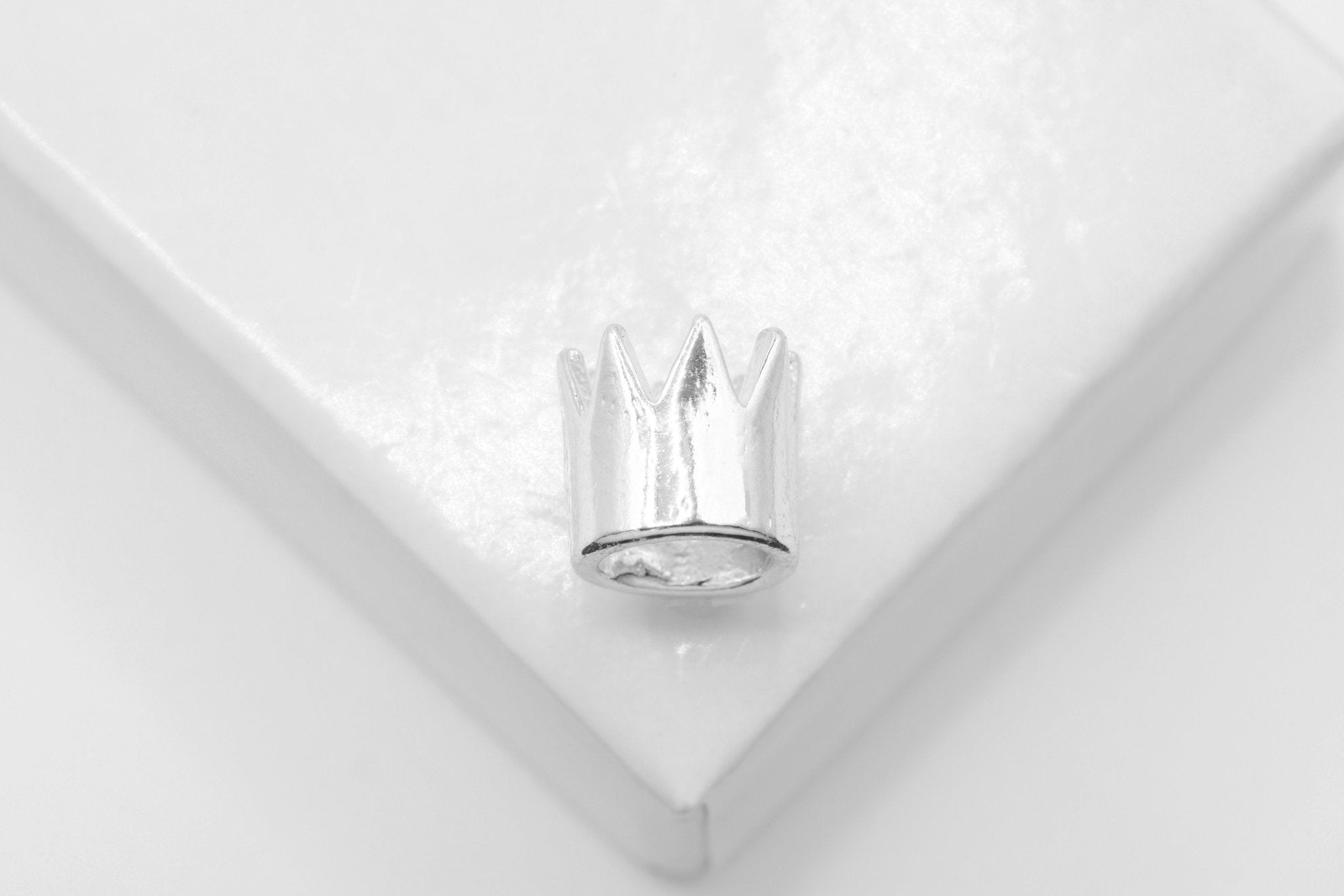 Crown Bead Charm, Wholesale, 925 Sterling Silver, 9mm x 8mm, Princess Crown - HarperCrown