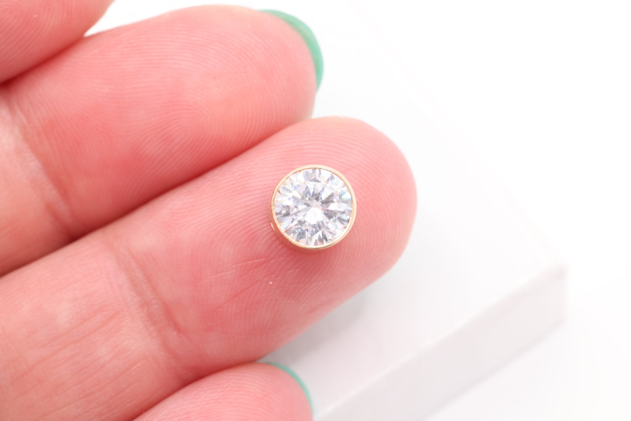 CZ Diamond Solitaire Charm, Gold - Filled, 6mm, Wholesale Bulk DIY Jewelry Making Charms - HarperCrown