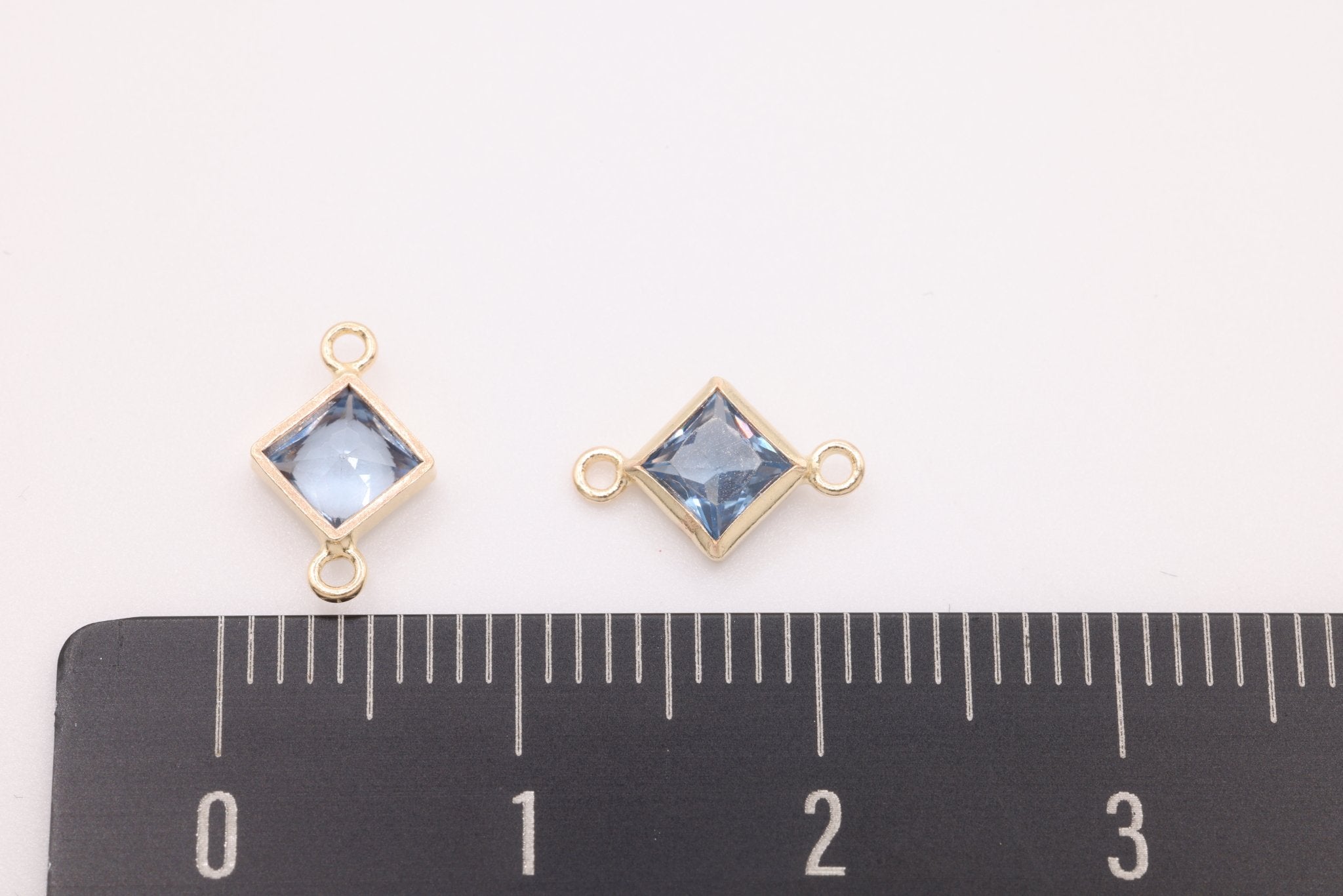 December Birthstone Blue Topaz CZ Connector Bezel Frame, 14/20 Gold - Filled, 4mm - HarperCrown