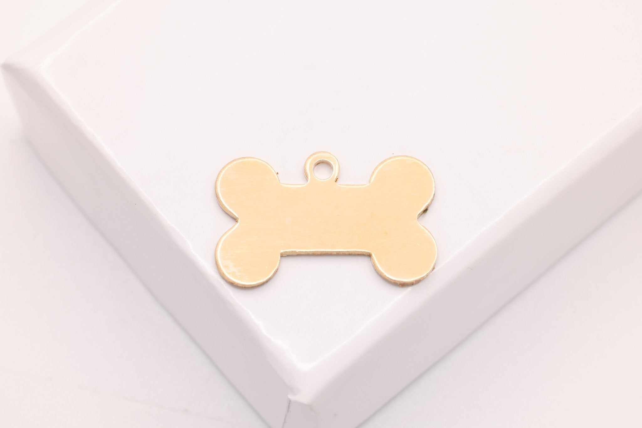 Dog Bone Charm, Gold - Filled, 15mm x 10mm, Stamping and Engravable Dog Tag Bone Charm, Bulk DIY Wholesale Jewelry Making Charm - HarperCrown