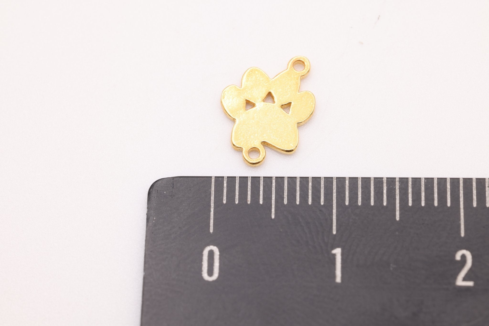 Dog Paw Connector Charm, Solid 14K Gold, 10mm x 8mm, Bulk DIY Wholesale Jewelry Making Charm - HarperCrown