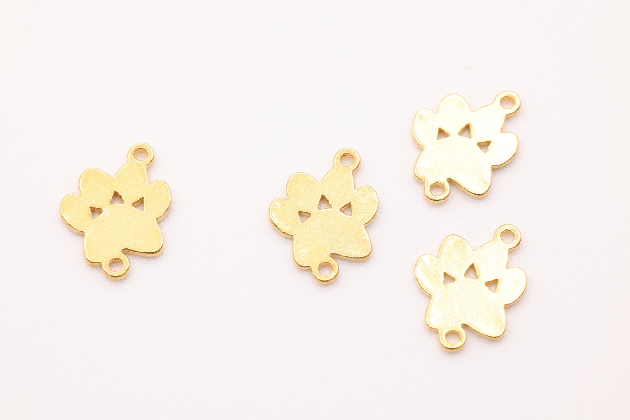 Dog Paw Connector Charm, Solid 14K Gold, 10mm x 8mm, Bulk DIY Wholesale Jewelry Making Charm - HarperCrown