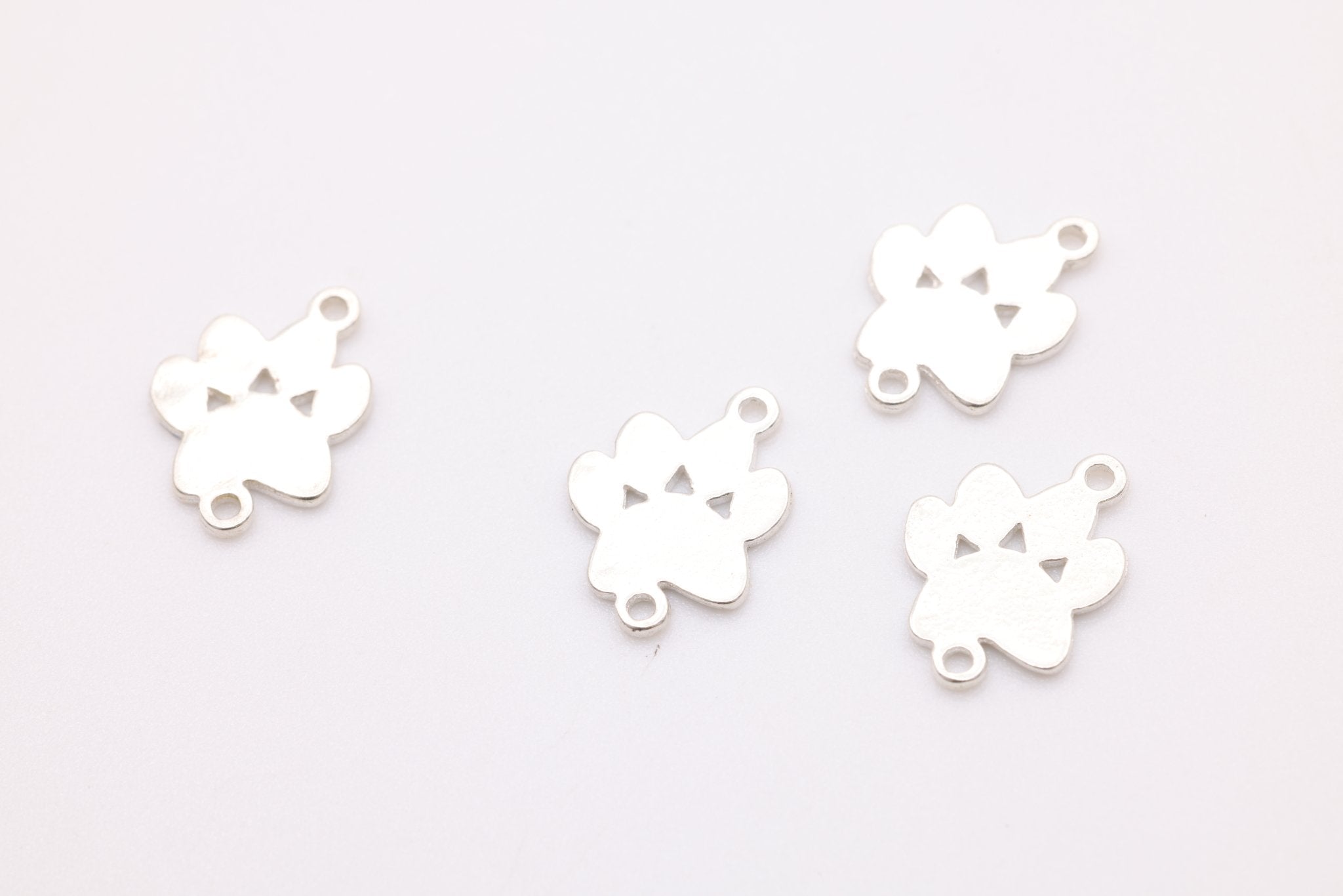 Dog Paw Connector Charm, Sterling Silver, Dog Foot Print Cutout, Jewelry Making Charm - HarperCrown