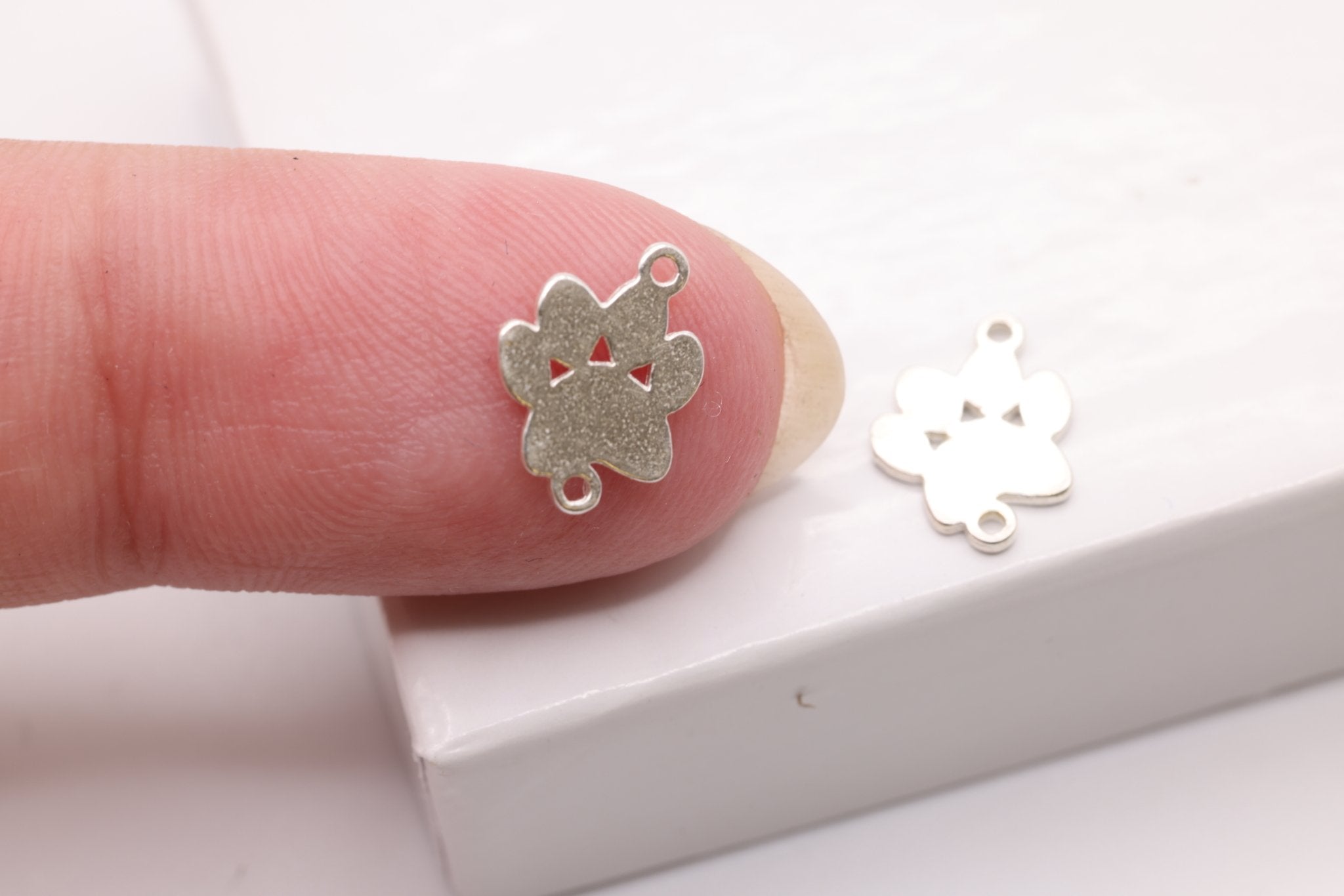 Dog Paw Connector Charm, Sterling Silver, Dog Foot Print Cutout, Jewelry Making Charm - HarperCrown