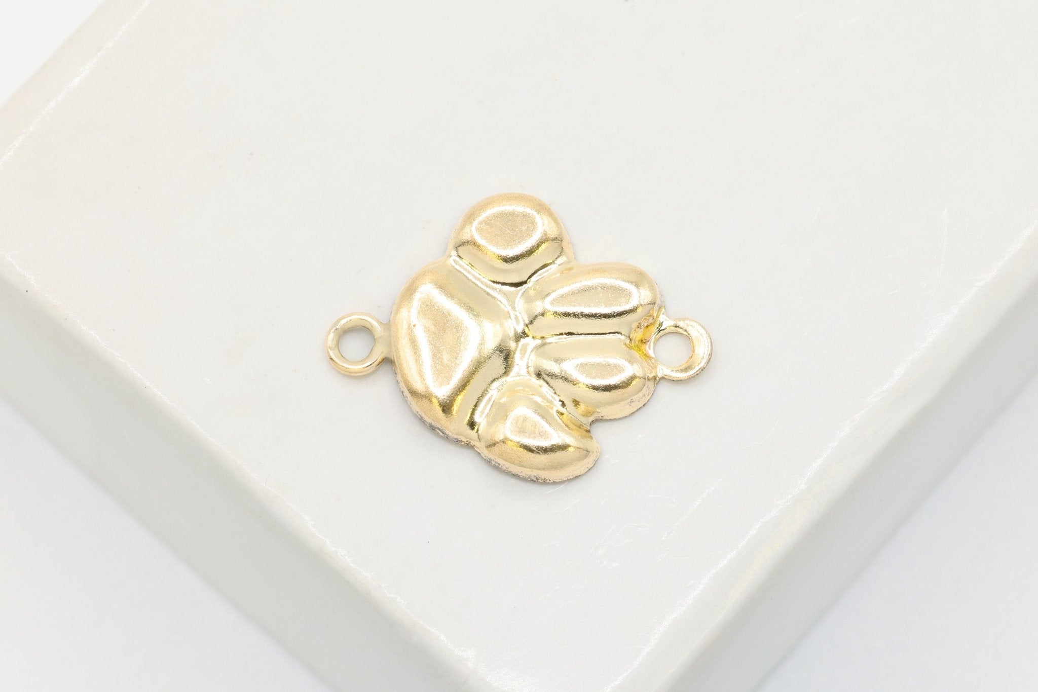 Dog Paw Connector Charm, Wholesale, 14/20 Gold - Filled, 12mm x 10mm, Doggy Foot Paw Print Charm - HarperCrown