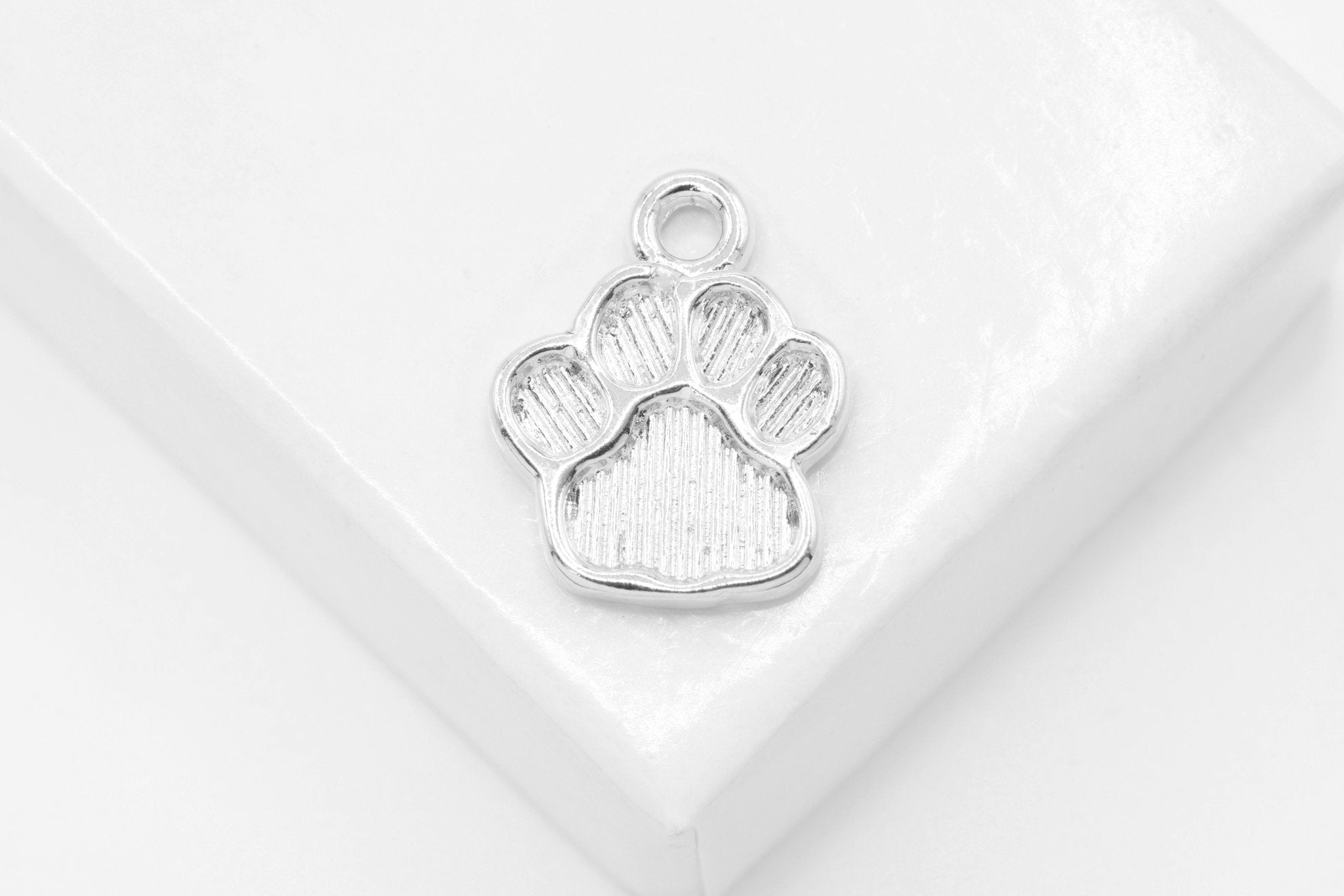 Dog Paw Print Charm, 925 Sterling Silver, 15mm x 12mm, Doggy Foot Print Tag - HarperCrown