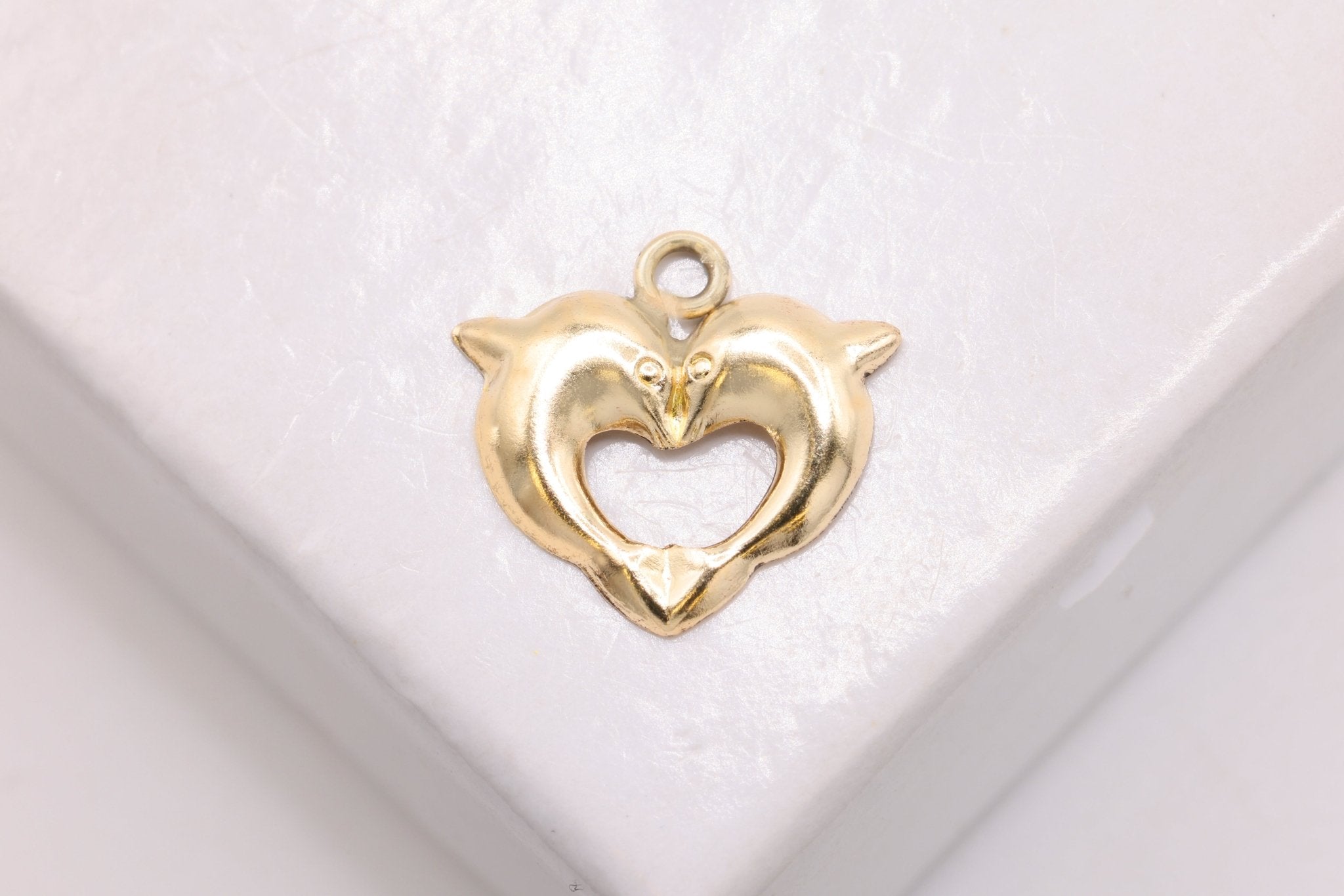 Dolphin Heart Charm, Wholesale, 14/20 Gold - Filled, 10mm x 10mm - HarperCrown