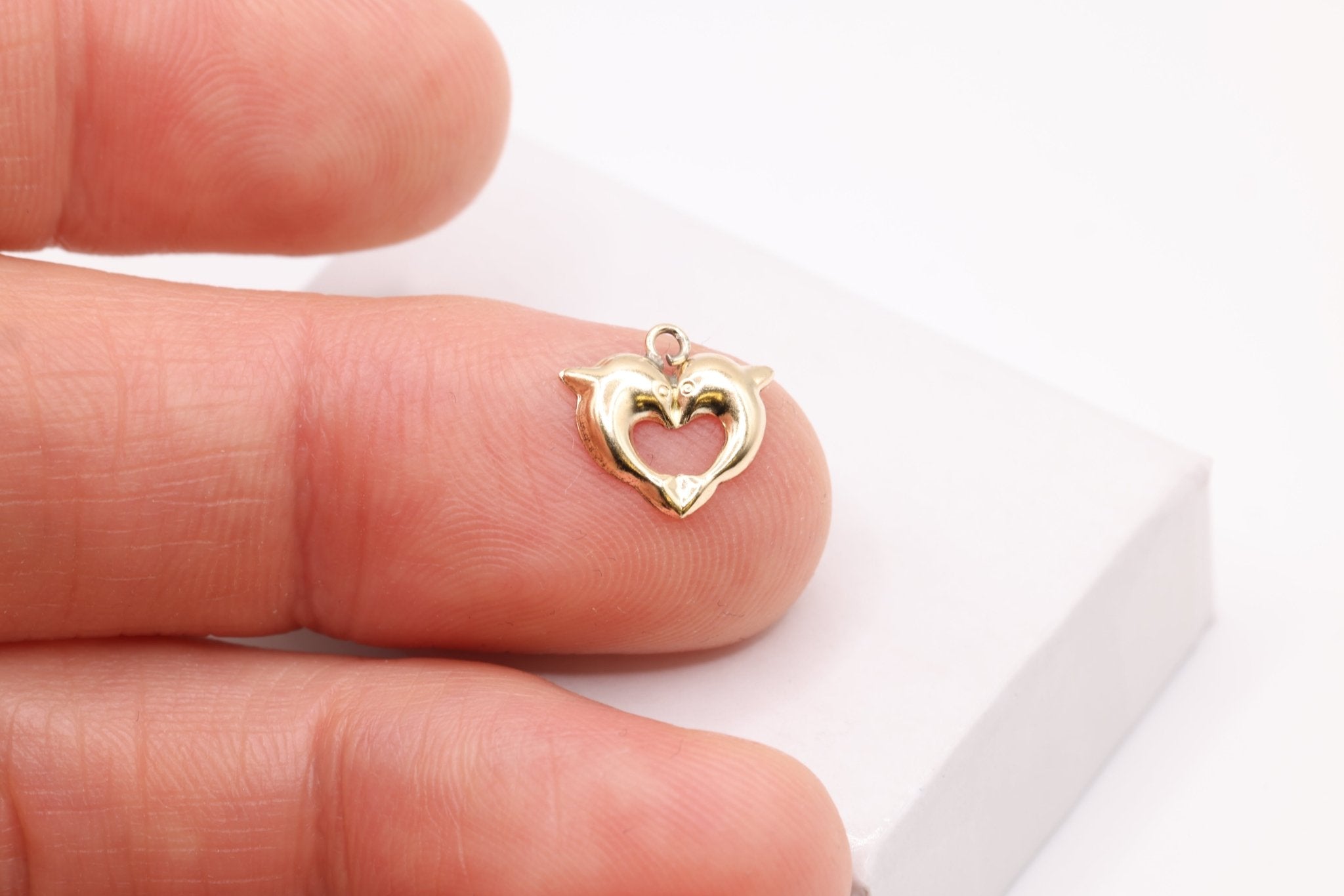Dolphin Heart Charm, Wholesale, 14/20 Gold - Filled, 10mm x 10mm - HarperCrown