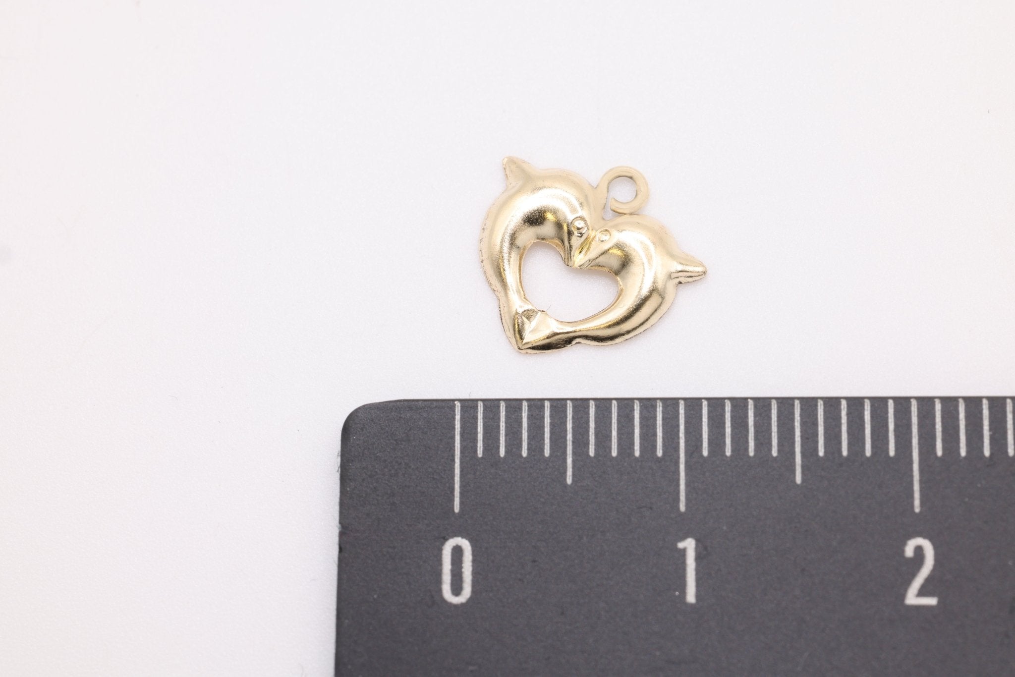 Dolphin Heart Charm, Wholesale, 14/20 Gold - Filled, 10mm x 10mm - HarperCrown