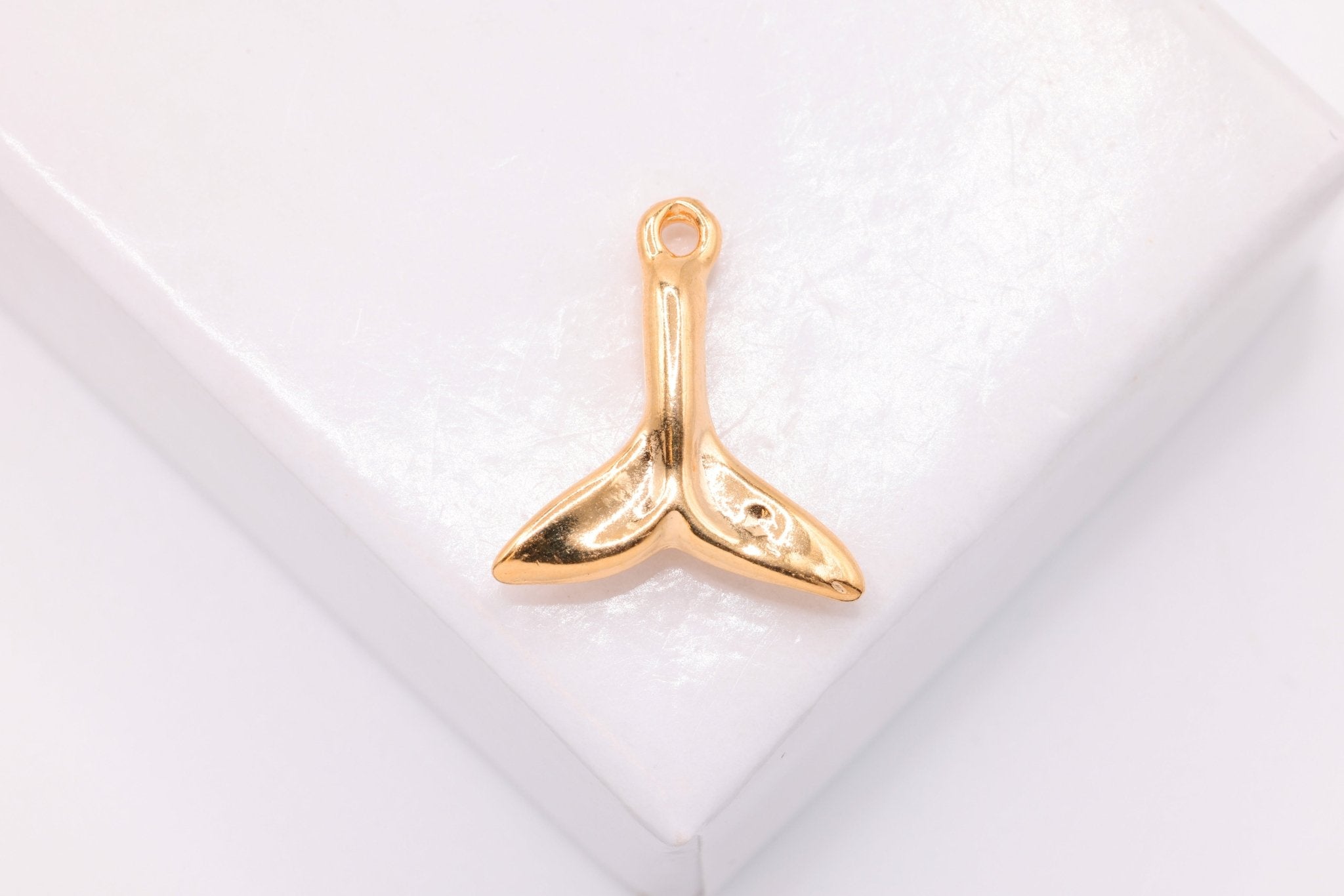 Dolphin Tail Charm, Wholesale, 18K Rose Gold - Plated 925 Sterling Silver, 15mm x 11mm, Whale Tail - HarperCrown