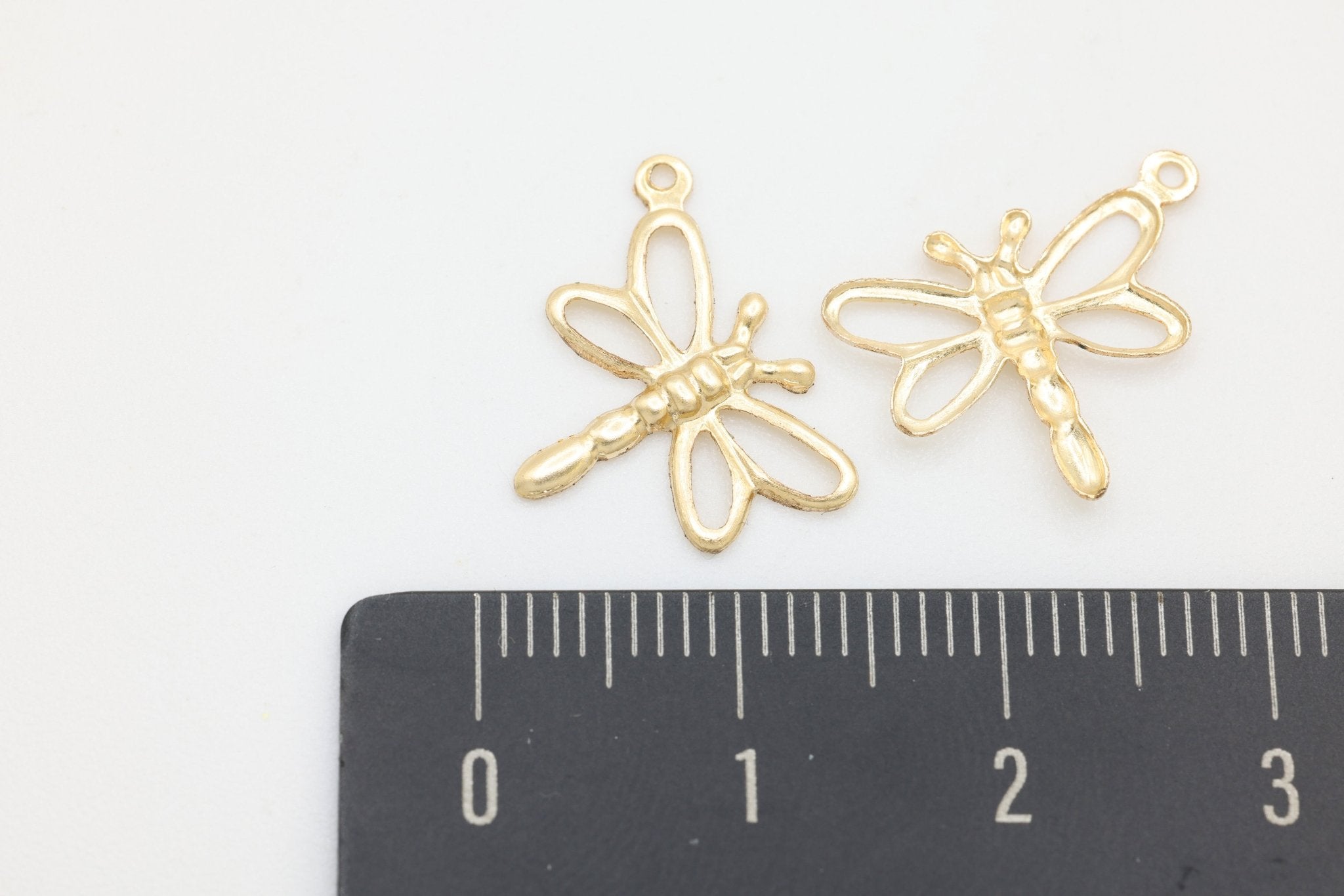 Dragonfly Charm, 14/20 Gold-Filled, 15mm x 13mm, Wholesale, Dragon Fly Insect, Jewelry Making Charm - HarperCrown