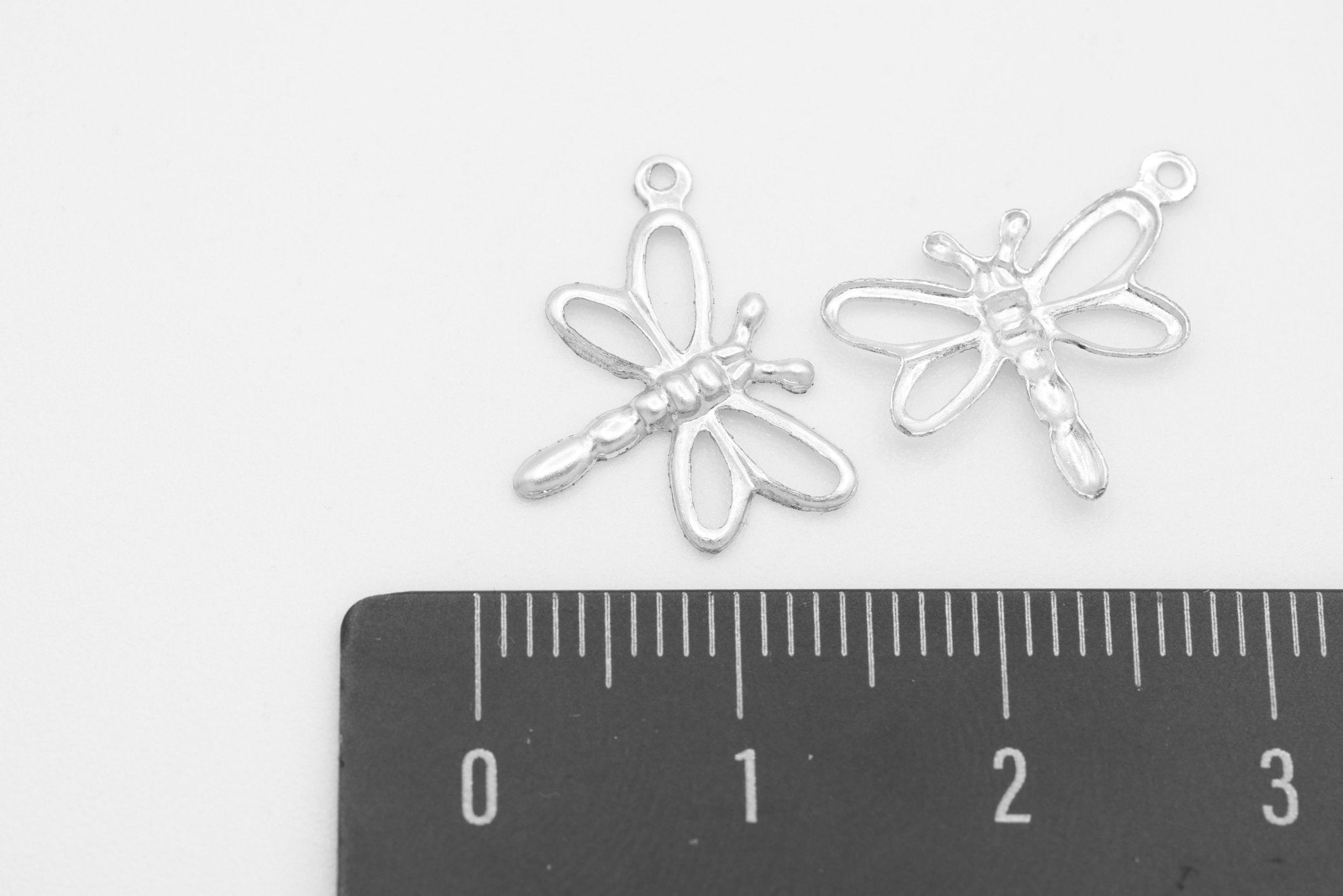 Dragonfly Charm, 925 Sterling Silver, 15mm x 13mm, Wholesale, Dragon Fly Insect, Jewelry Making Charm - HarperCrown