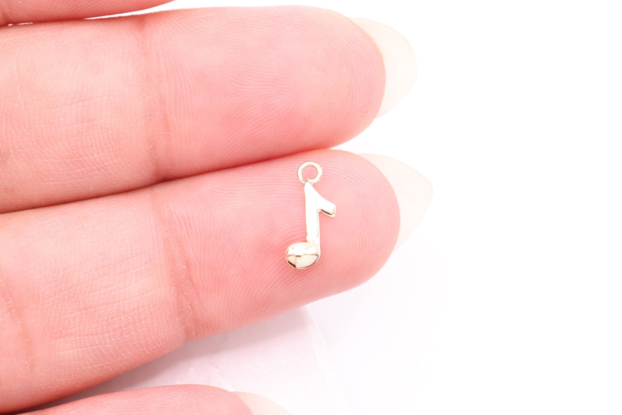 Eighth Musical Note Charm, Wholesale, 14/20 Gold - Filled, 10mm x 5mm, Jewelry Making Charm - HarperCrown