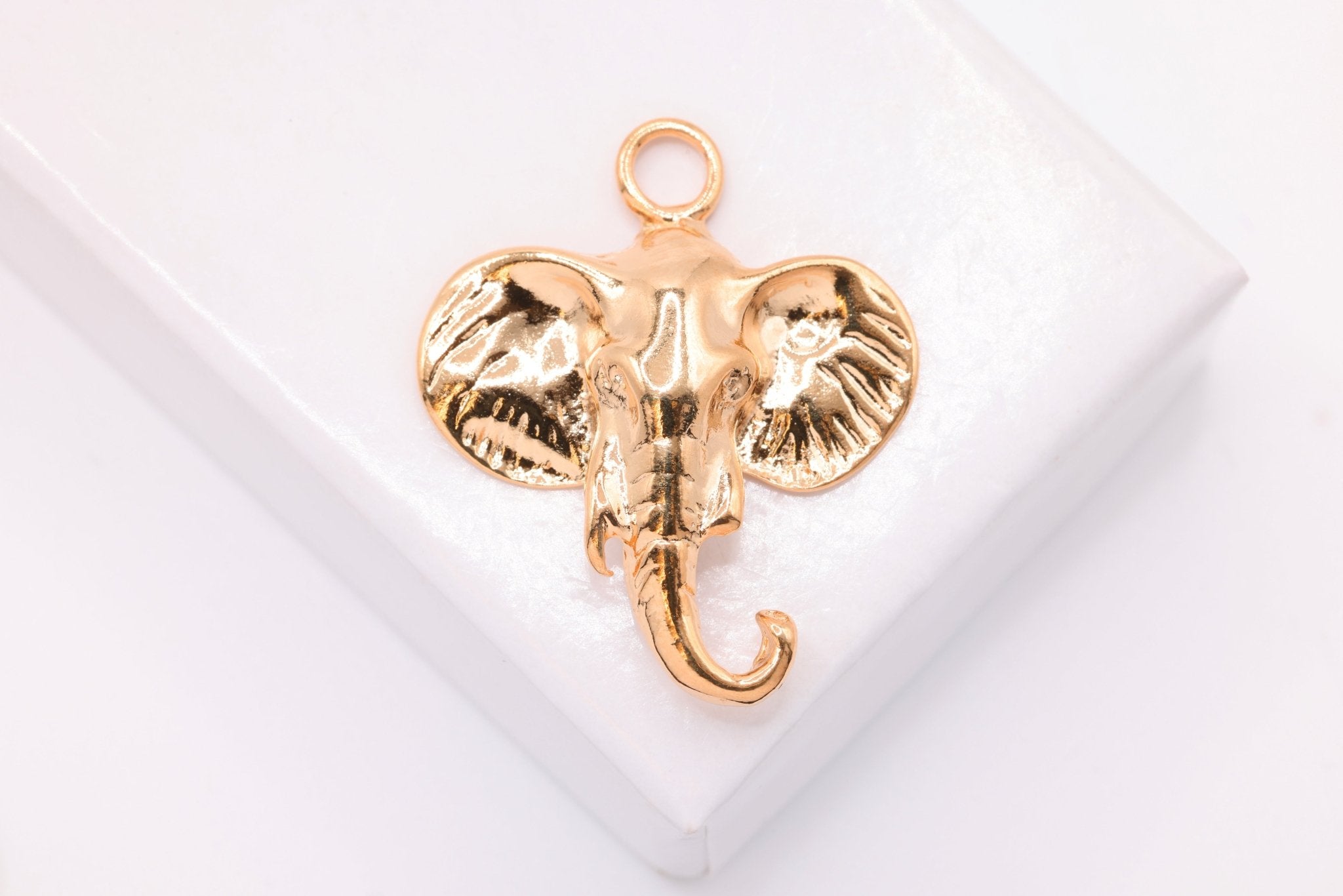 Elephant Head Charm, 18K Matte Rose Gold - Plated 925 Sterling Silver, 26mm x 21mm, Safari Animal - HarperCrown