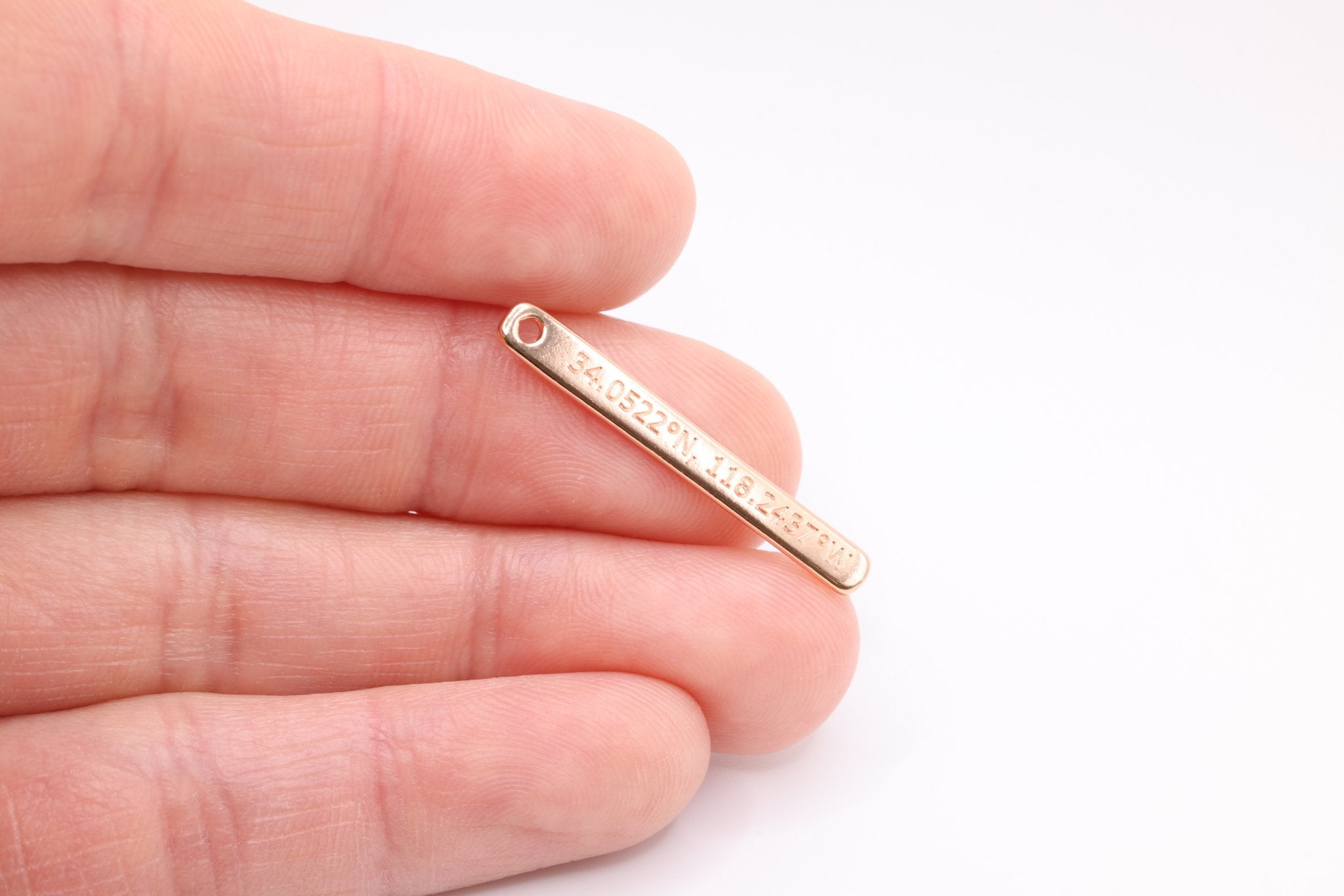 Engraved Bar Charm, 925 Sterling Silver, Gold-Plated, Charm for Jewelry Making - HarperCrown