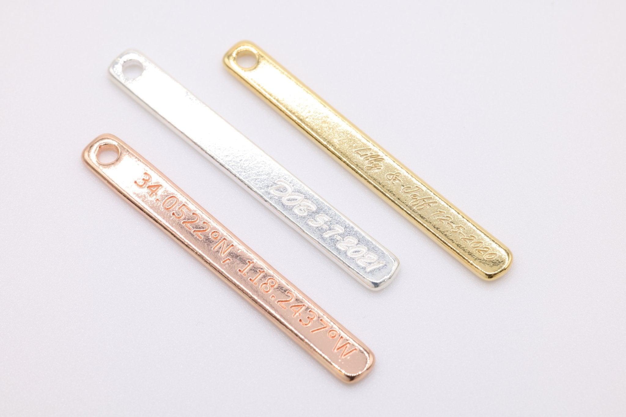 Engraved Bar Charm, 925 Sterling Silver, Gold-Plated, Charm for Jewelry Making - HarperCrown